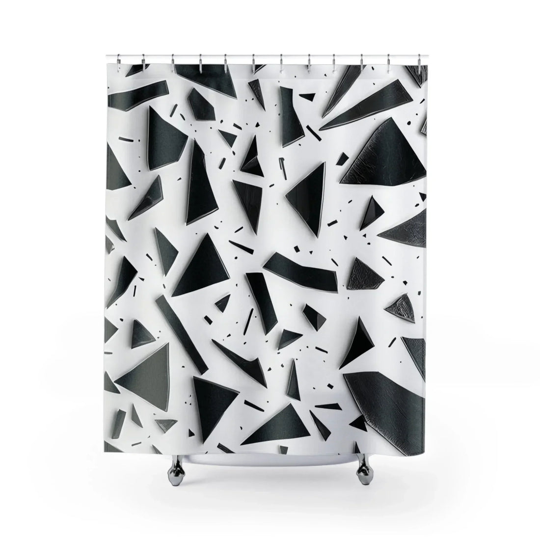 Geometric Shower Curtain - Black & White Abstract Design, Waterproof Fabric - KarArmDesign