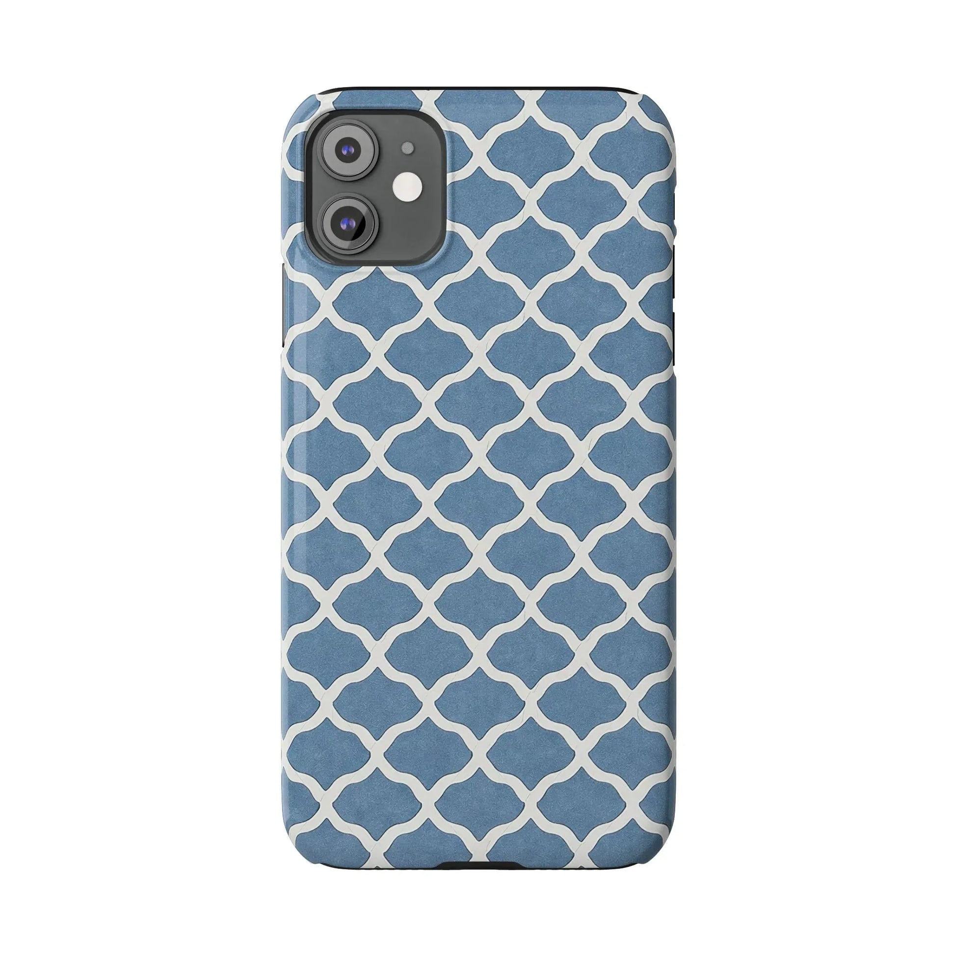 Azure Lattice Pattern Phone Case Slim Phone Cases for iPhone 11-17 - KARARMDESIGN