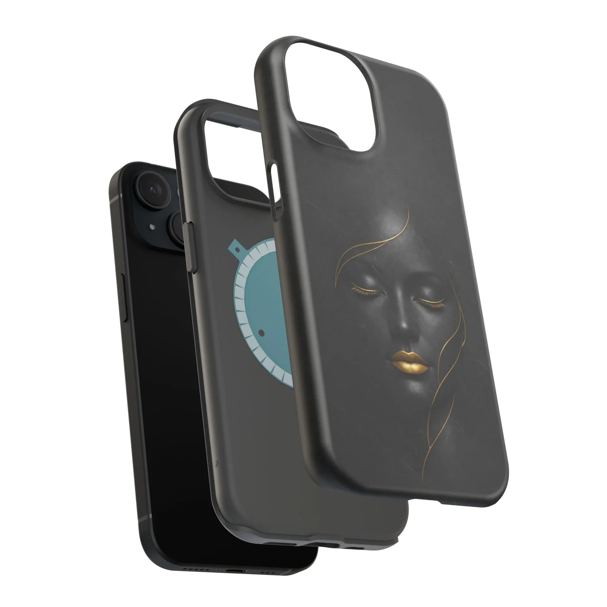 Black Gold Face Phone Case for iPhone 13-17 - KARARMDESIGN