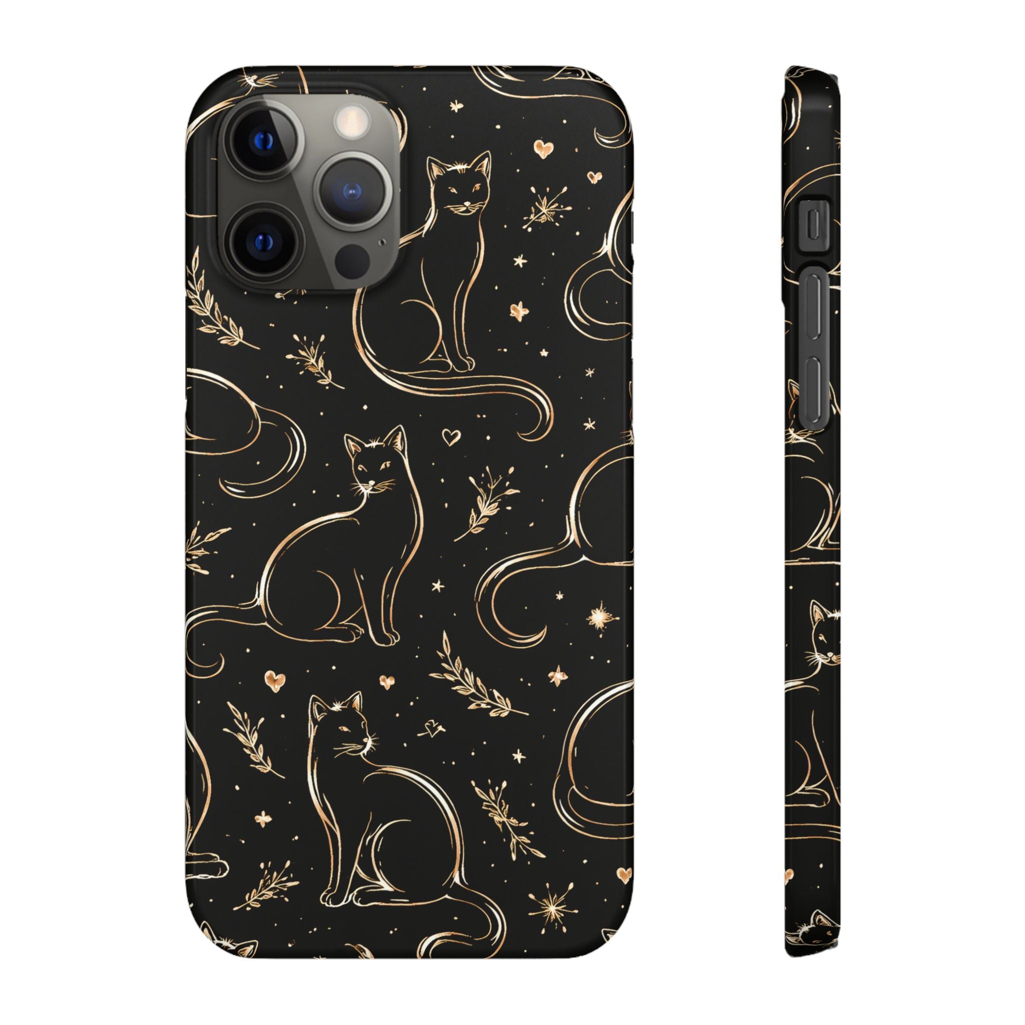 Golden Cat Pattern Phone Case for iPhone 11-17 and Galaxy S20-S26