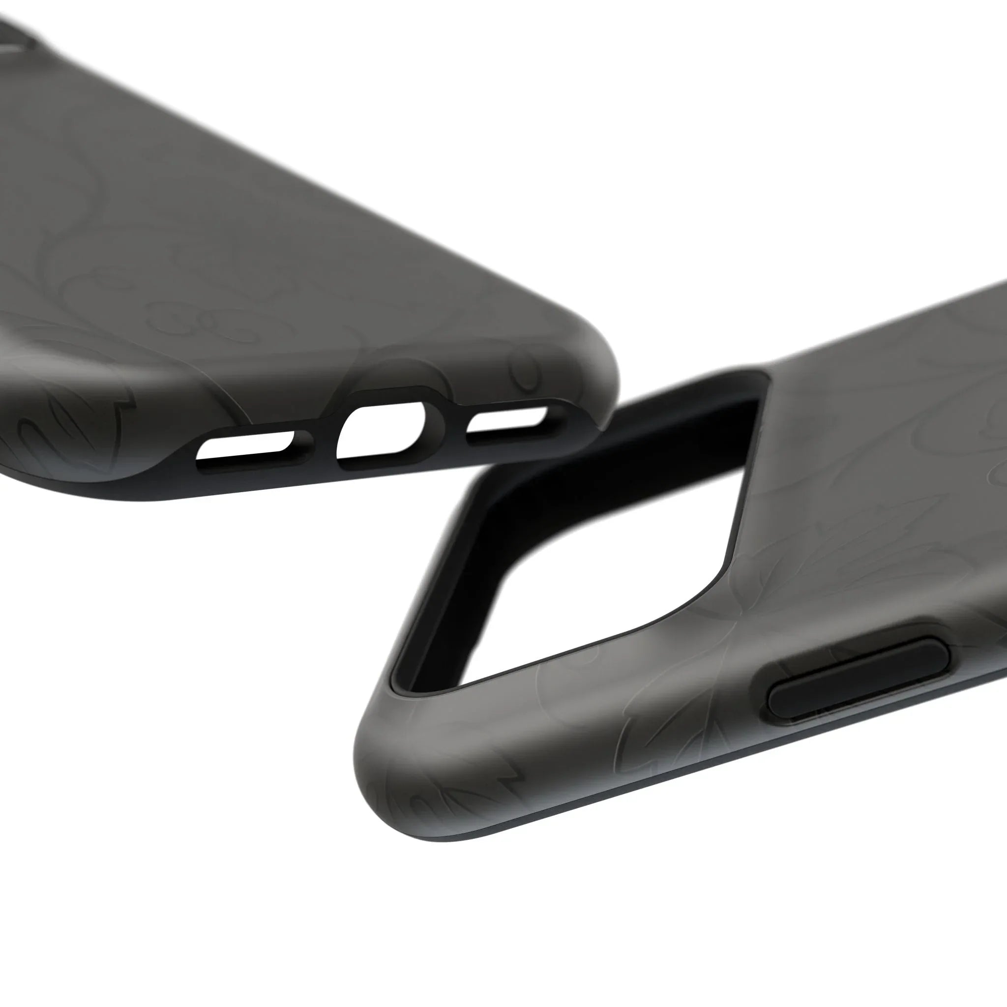 Elegant Embossed Grape Leaf Black Phone Case for iPhone and Galaxy - KARARMDESIGN