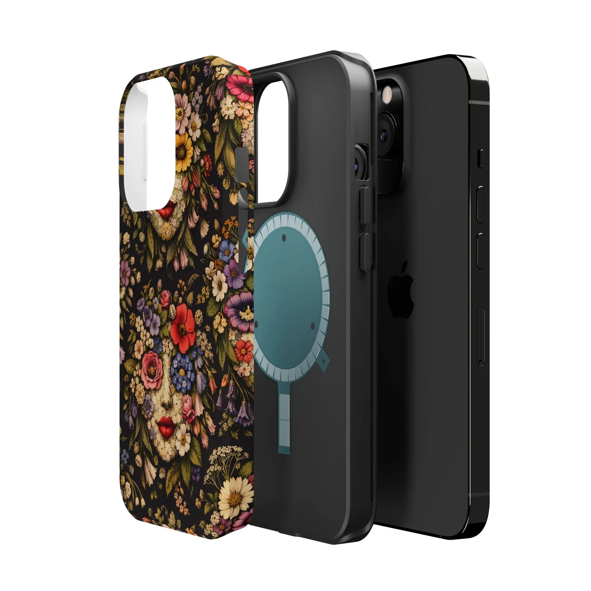 Vintage Flower Face Phone Case for iPhone 13-17 - KARARMDESIGN
