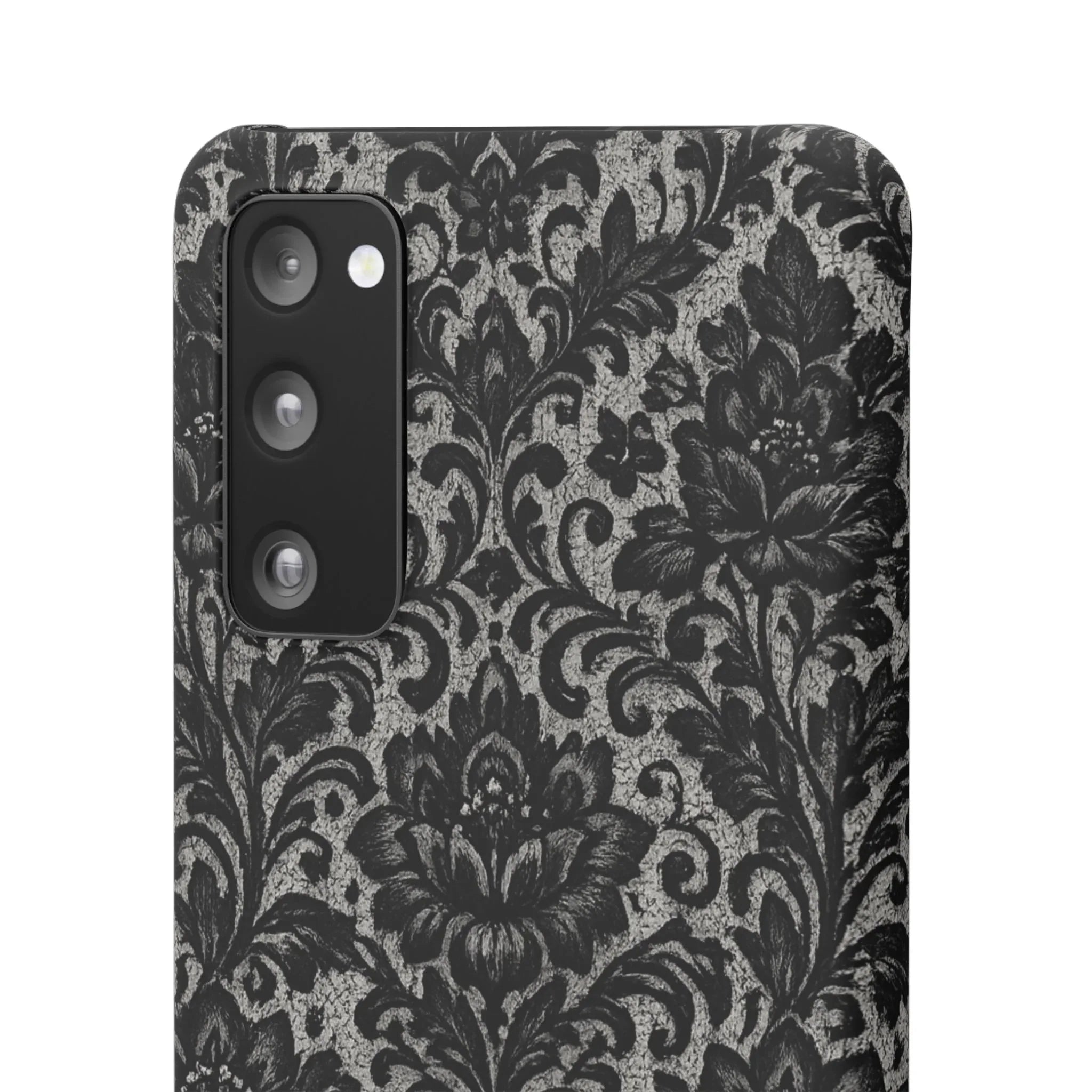 Black Damask Floral Phone Case for iPhone 11-17 and Galaxy S20-S25 - KARARMDESIGN