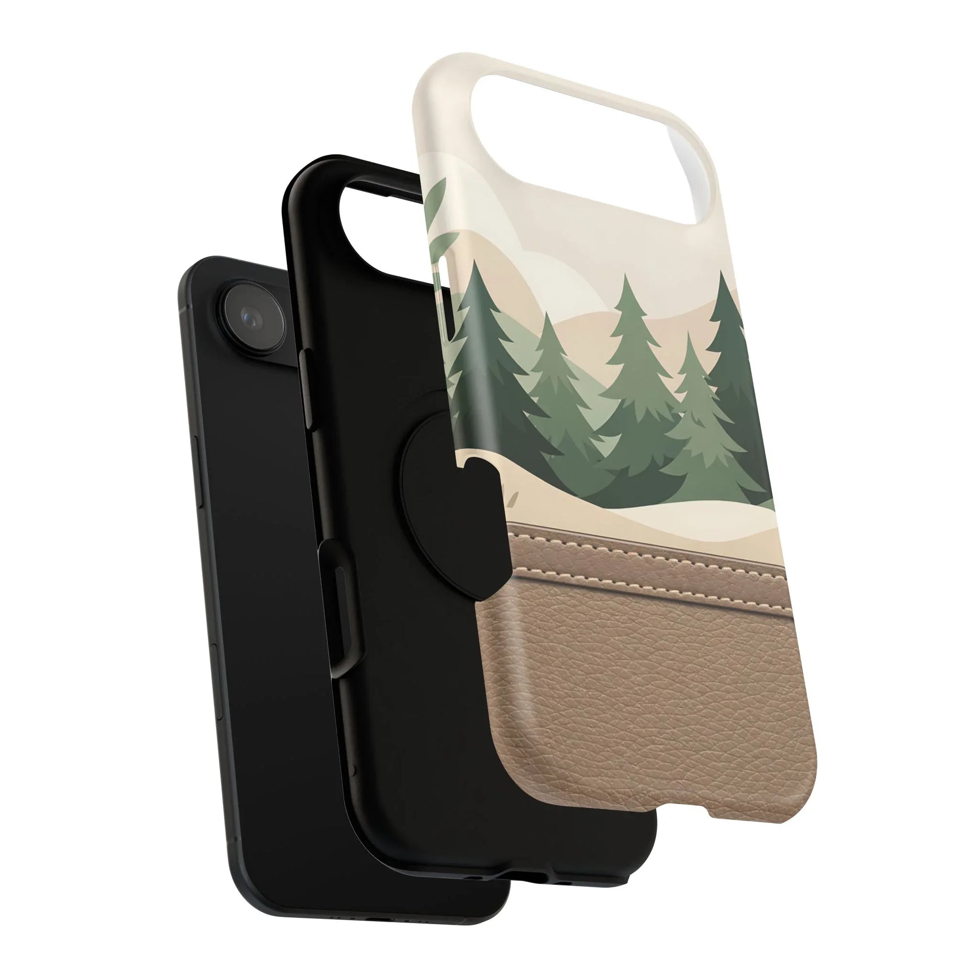 Forest Leather Phone Case for iPhone 11-17 and Galaxy S21-S25 - KARARMDESIGN