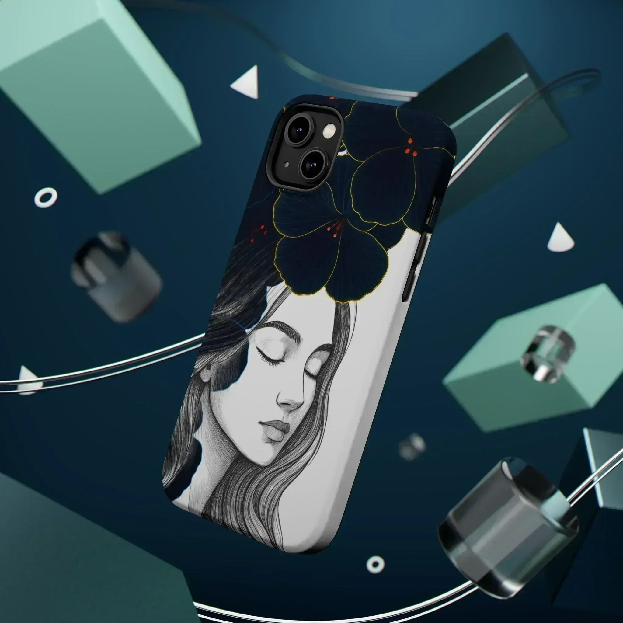 Dark Floral Elegance Phone Case for iPhone 13-16 - KARARMDESIGN