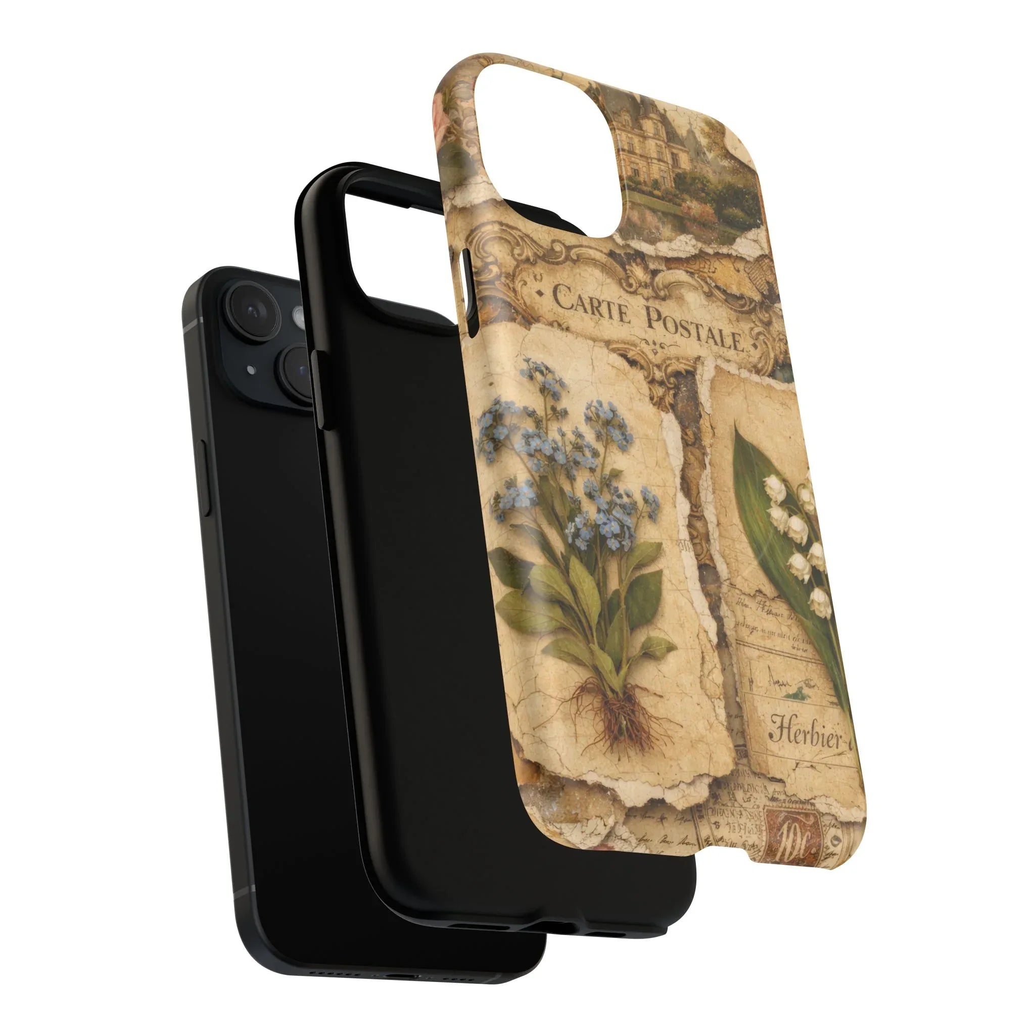 Vintage Botanical Postcard Phone Case for iPhone 13-17 - KARARMDESIGN