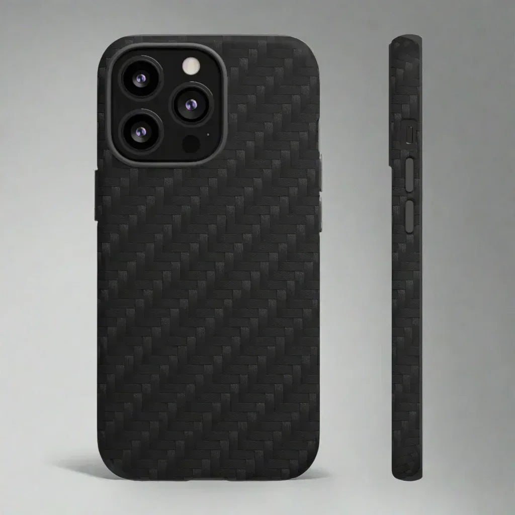 Black Carbon Phone Case for iPhone 8-16 and Google Pixel up to 9 - KARARMDESIGN