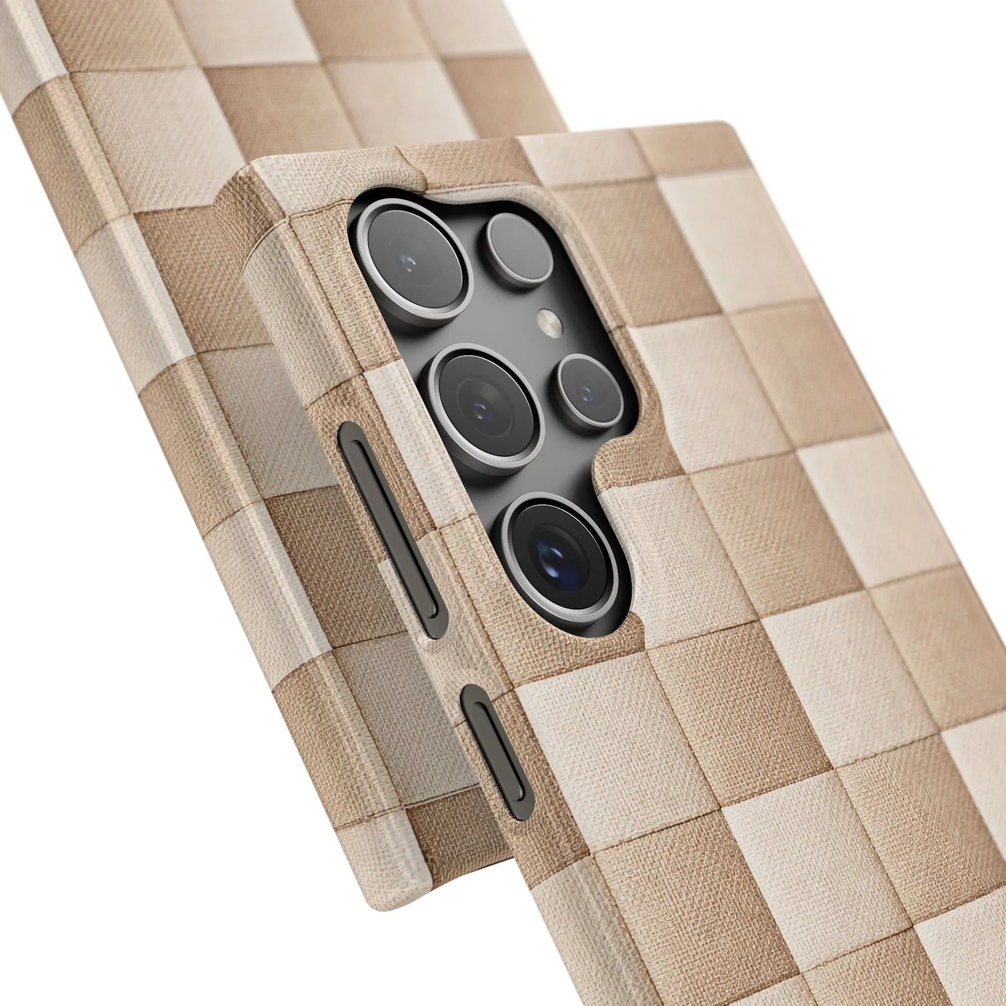 Beige Woven Phone Case for iPhone 11-17 and Galaxy S20-S25 - KARARMDESIGN