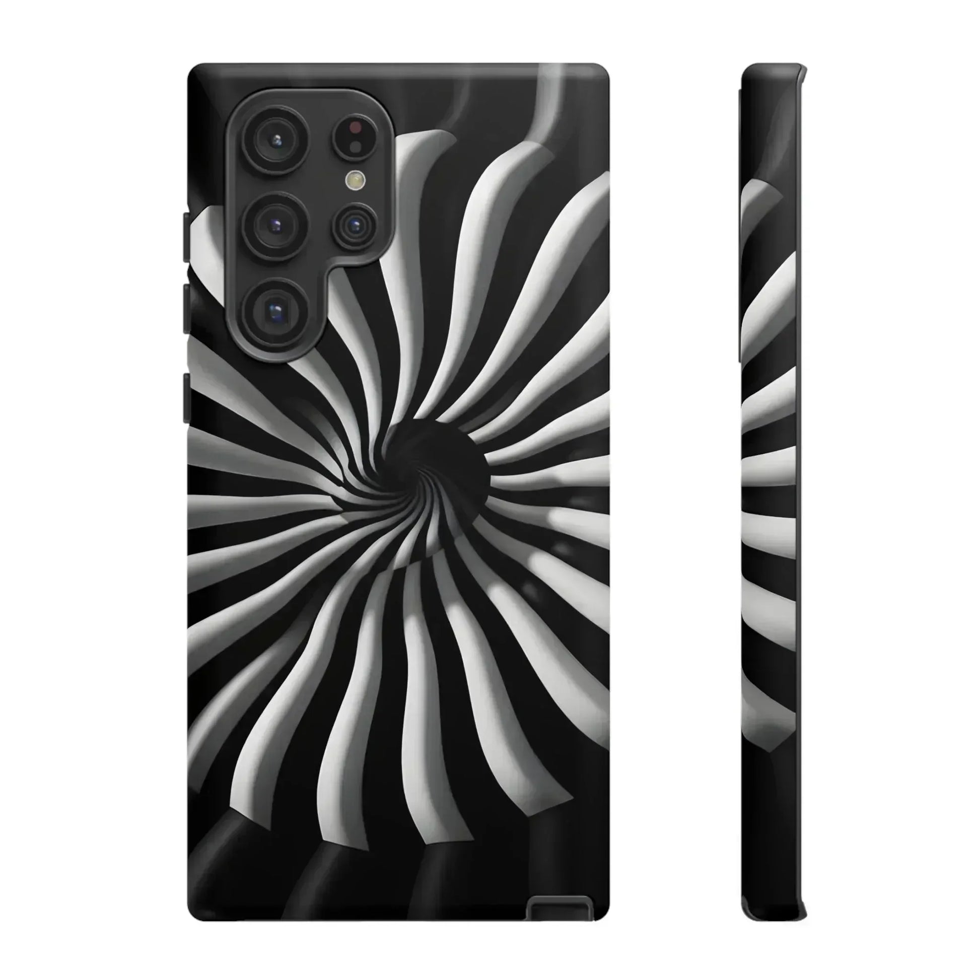 Hypnotic Black and White Spiral Phone Case for iPhone & Galaxy - KARARMDESIGN