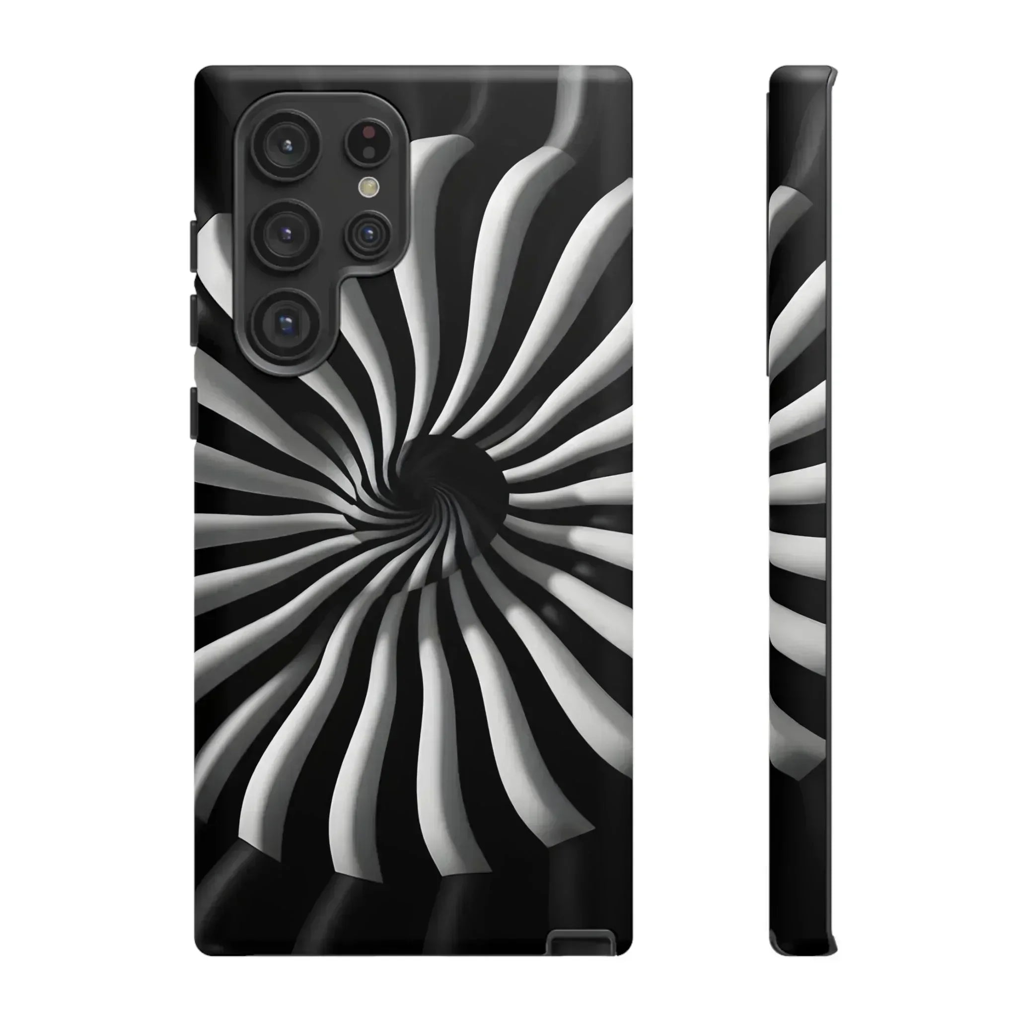 Hypnotic Black and White Spiral Phone Case for iPhone & Galaxy - KARARMDESIGN