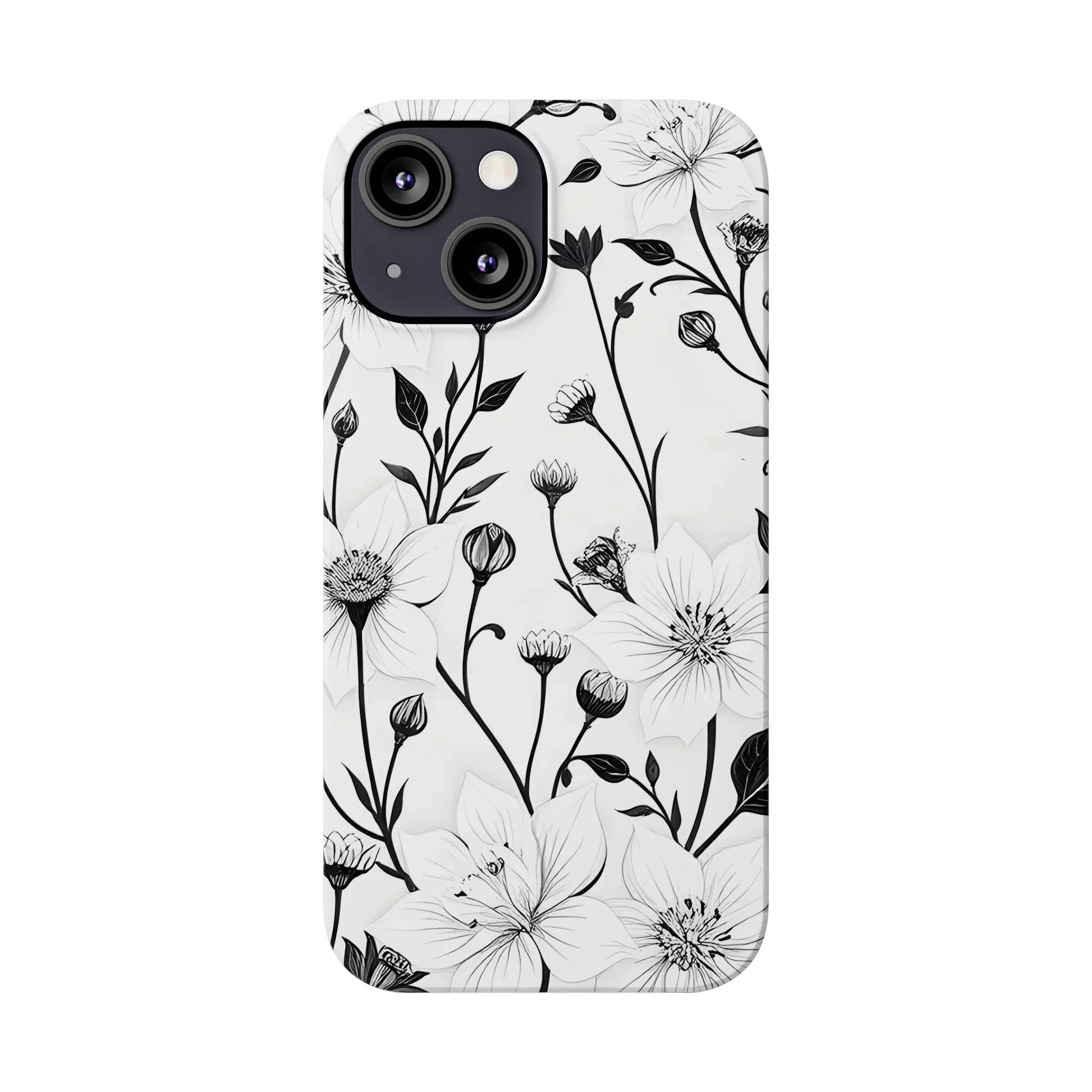 Monochrome Bloom Slim Floral Phone Case for iPhone 7-16 Models - KarArmDesign