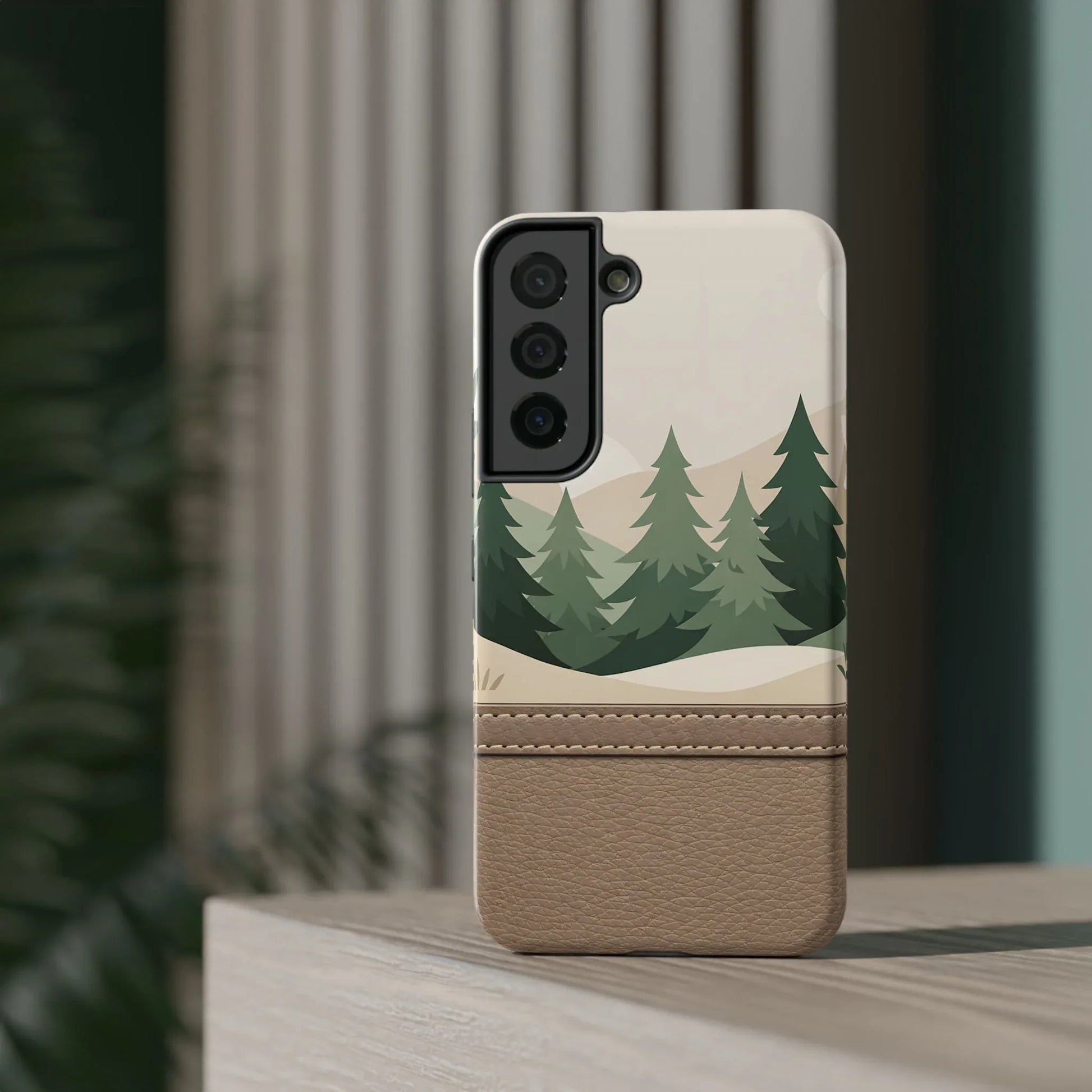 Forest Leather Phone Case for iPhone 11-17 and Galaxy S21-S25 - KARARMDESIGN