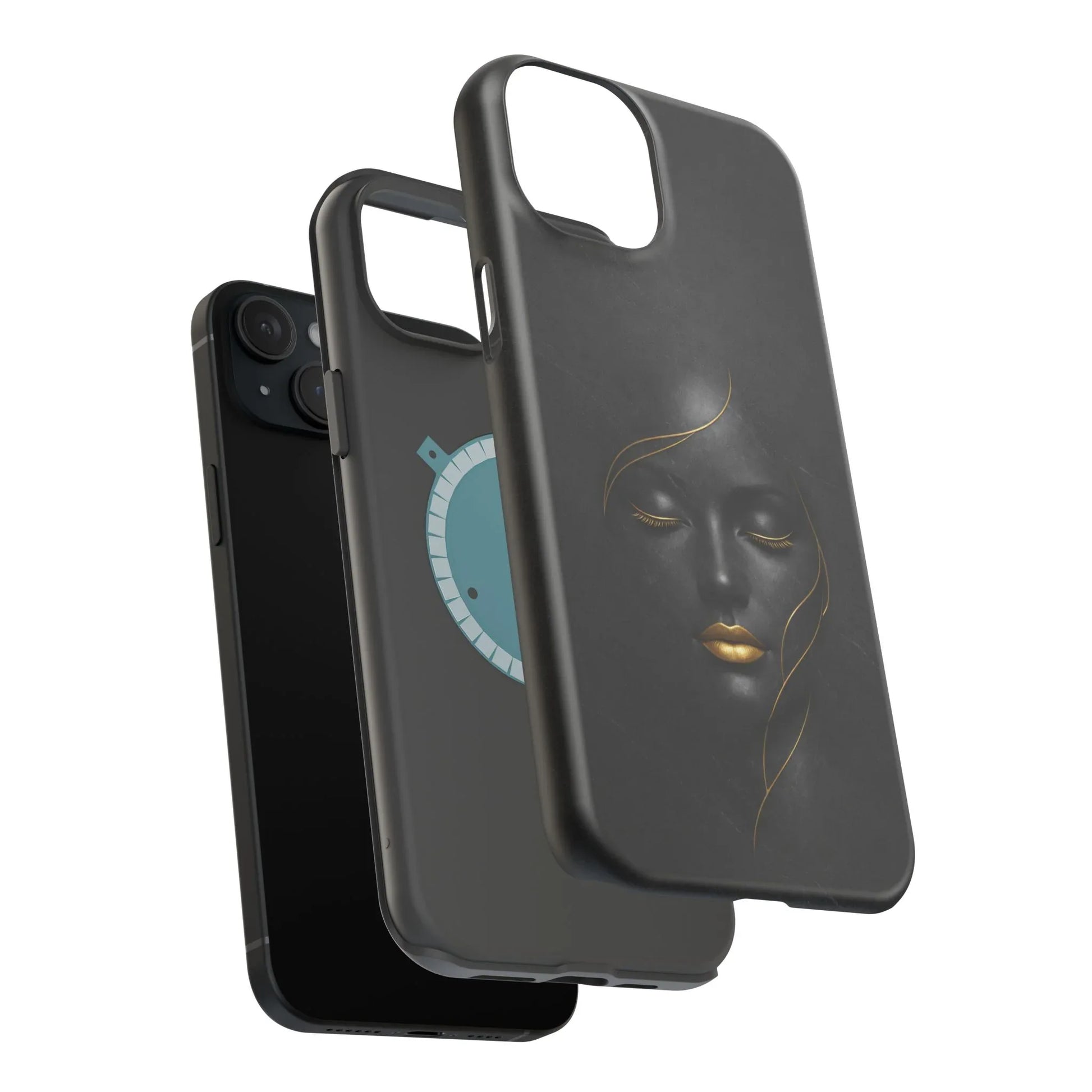 Black Gold Face Phone Case for iPhone 13-17 - KARARMDESIGN