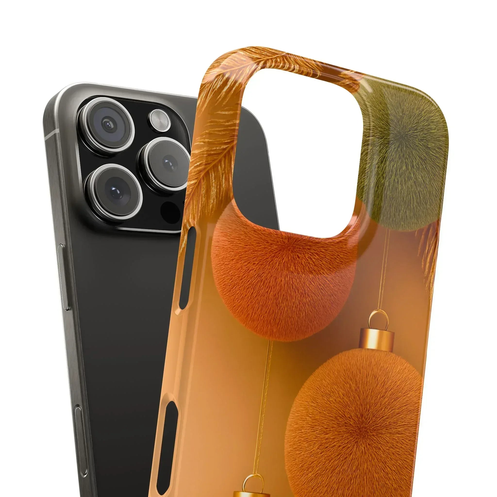 Golden Fuzz Ornaments Phone Case for iPhone 11-17 - KARARMDESIGN