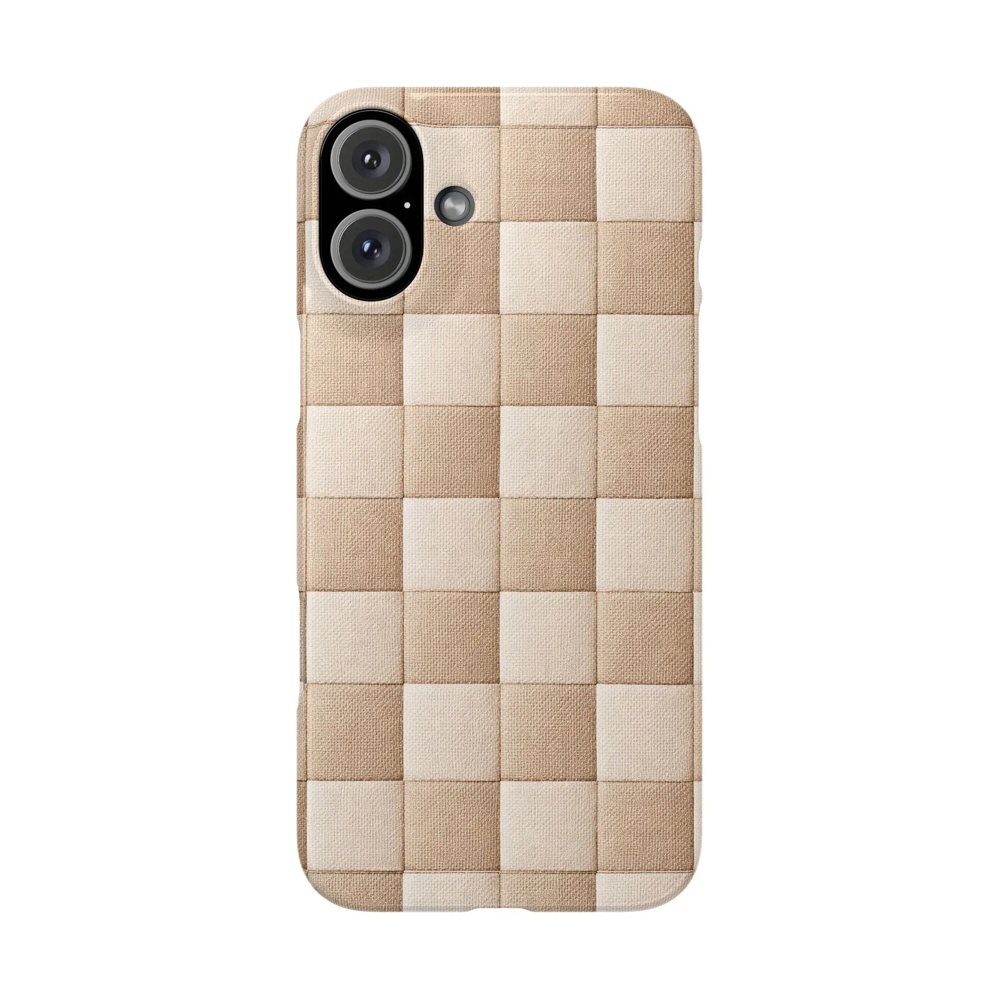 Beige Woven Phone Case for iPhone 11-17 and Galaxy S20-S25 - KARARMDESIGN