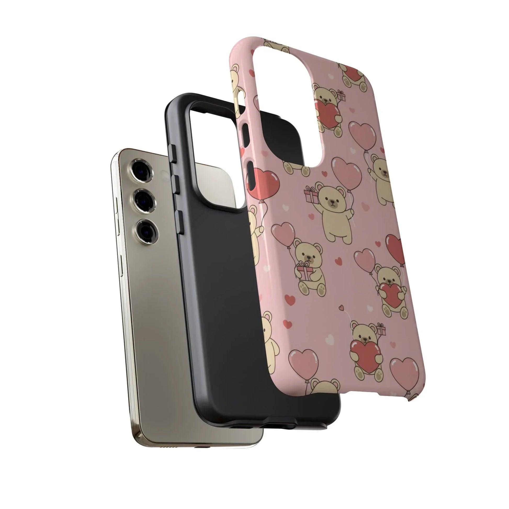 Teddy's Valentine Parade Phone Case for iPhone 11-17 and Galaxy S21-S25 - KARARMDESIGN