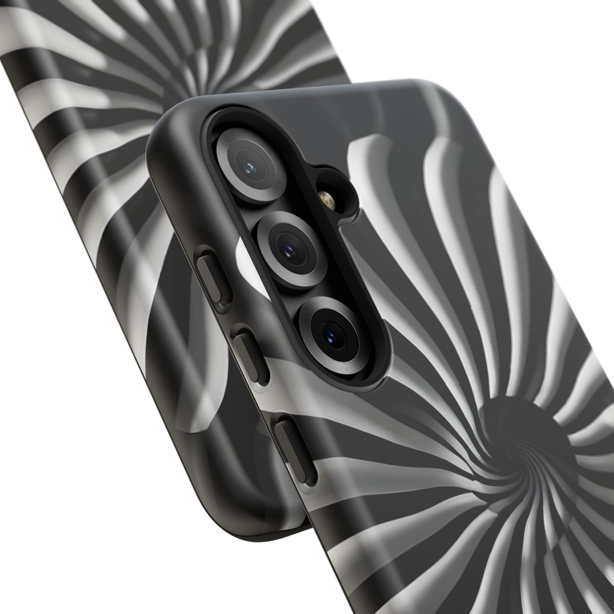 Hypnotic Black and White Spiral Phone Case – Optical Illusion Design for iPhone & Galaxy
