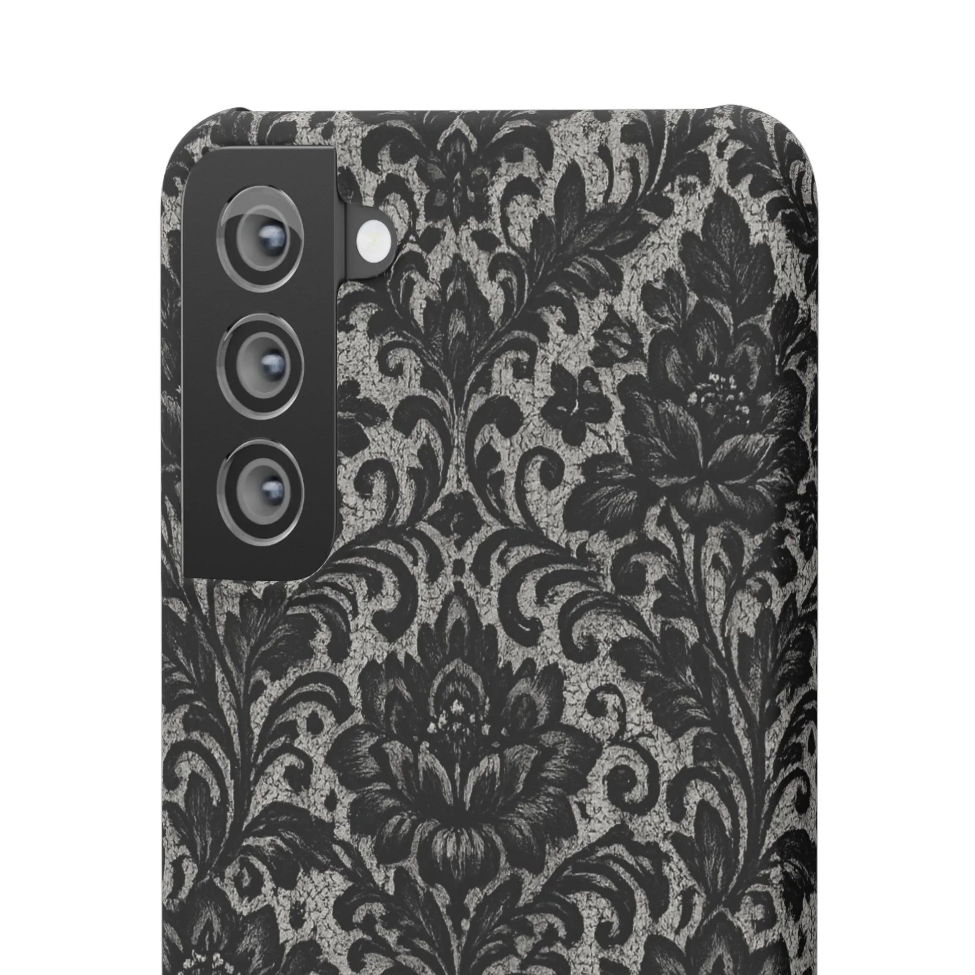 Black Damask Floral Phone Case for iPhone 11-17 and Galaxy S20-S25 - KARARMDESIGN
