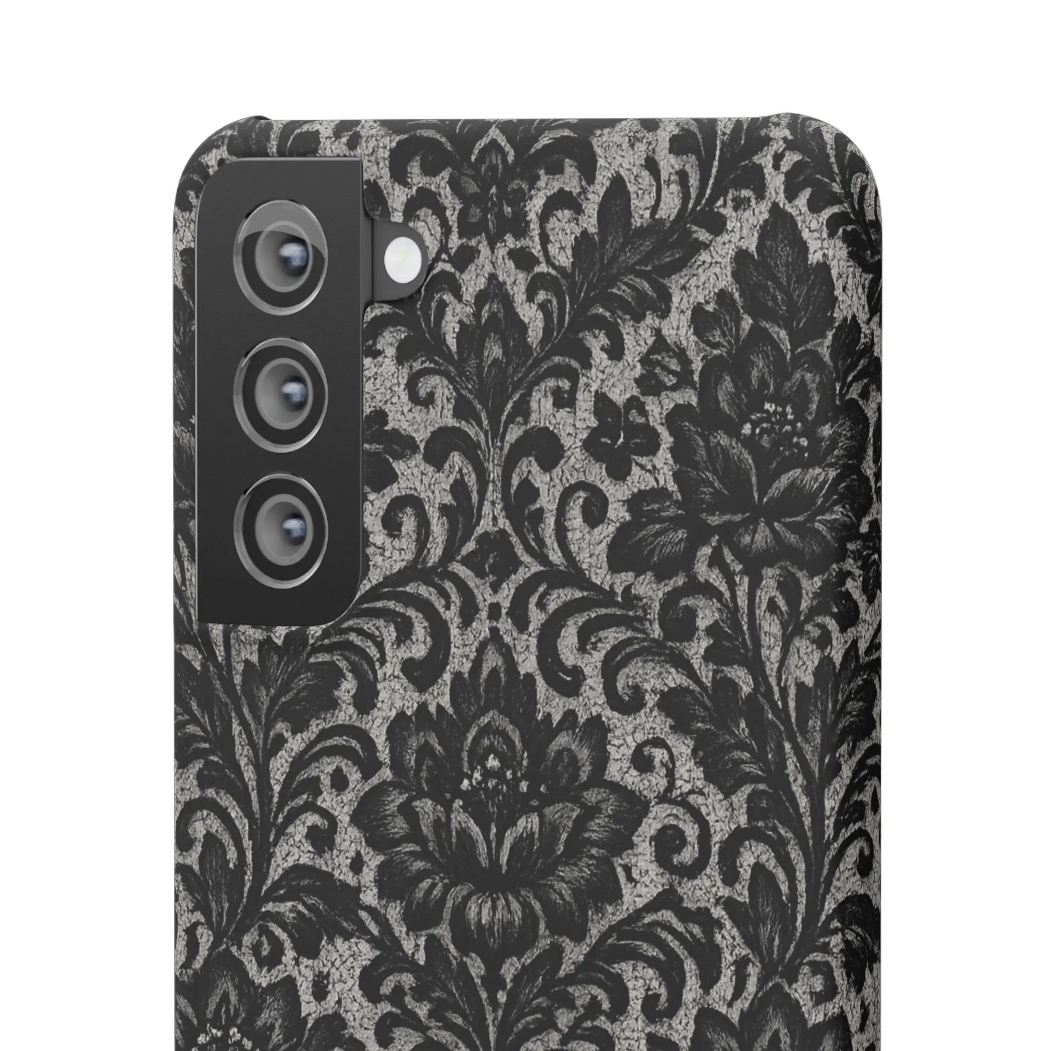 Black Damask Floral Phone Case for iPhone 11-17 and Galaxy S20-S25 - KARARMDESIGN
