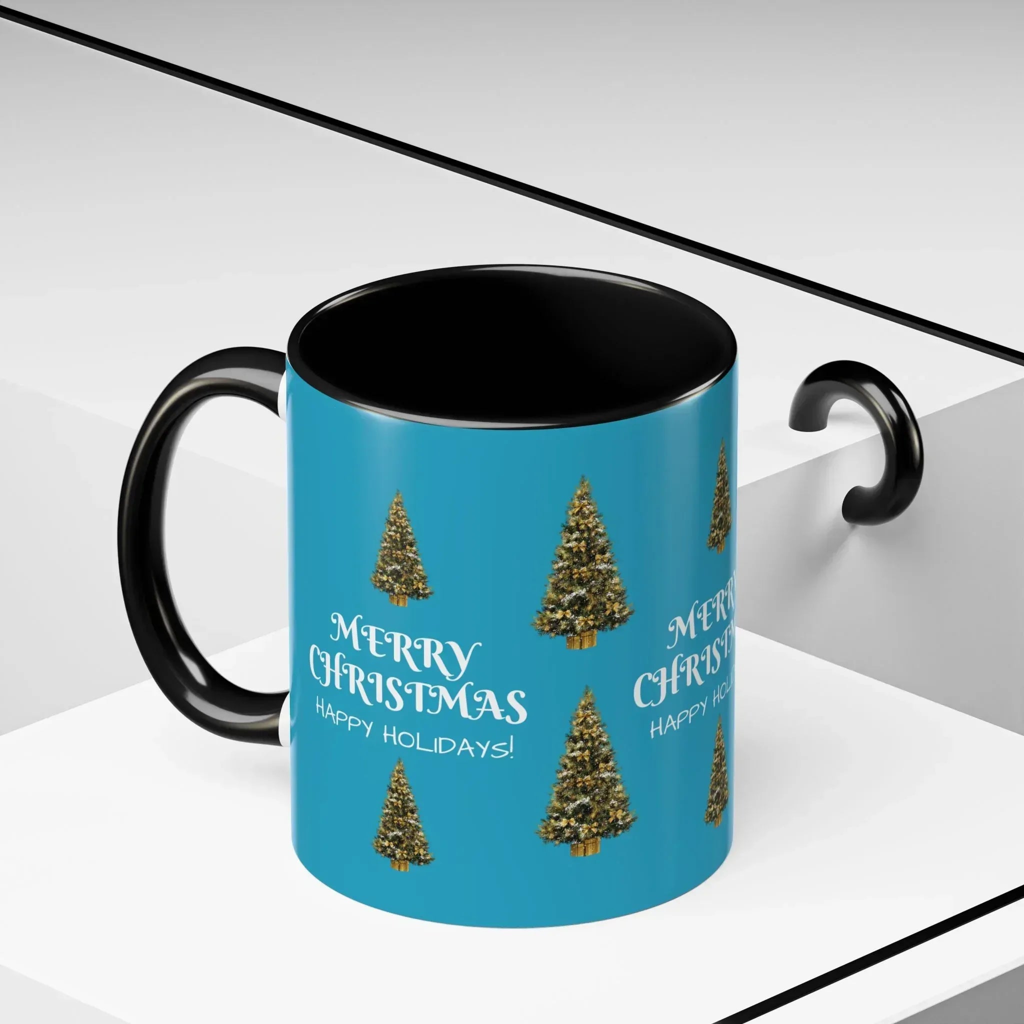 Merry Christmas and Happy Holidays Mug - Accent Coffee Mug (11, 15oz) - KARARMDESIGN