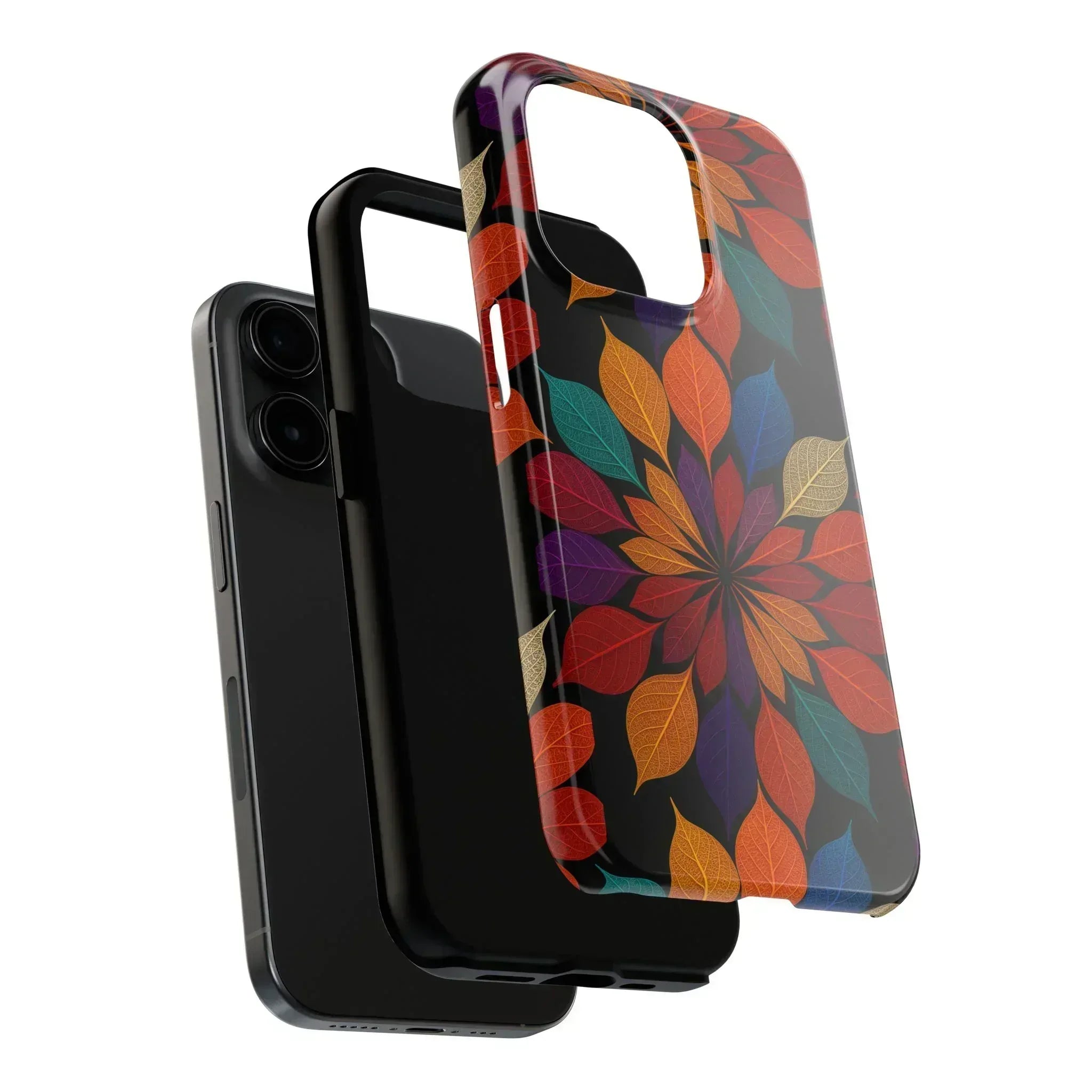 Leaf Mandala Phone Case for iPhone 11-16 and Galaxy S21-S24 - KARARMDESIGN