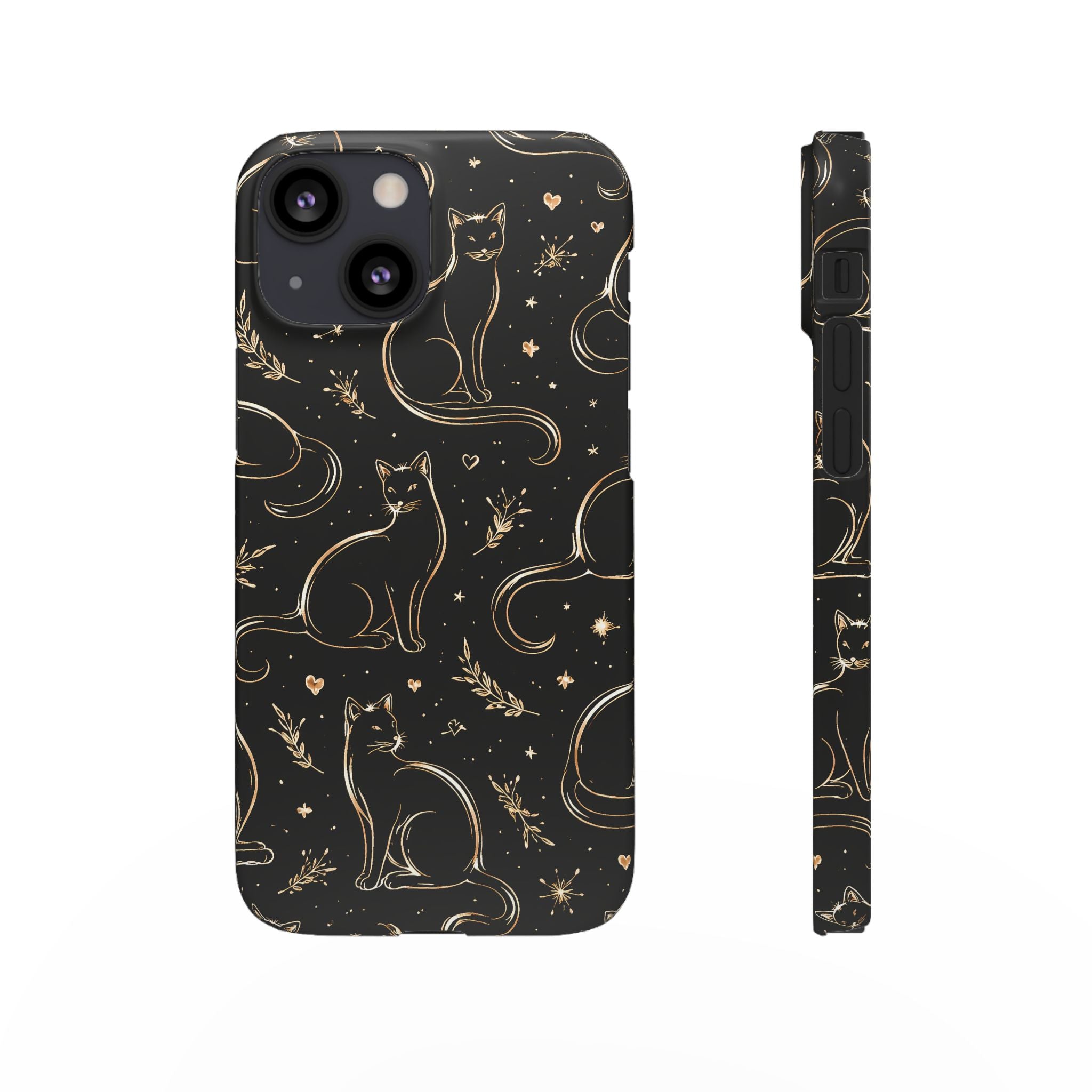 Golden Cat Pattern Phone Case for iPhone 11-17 and Galaxy S20-S26