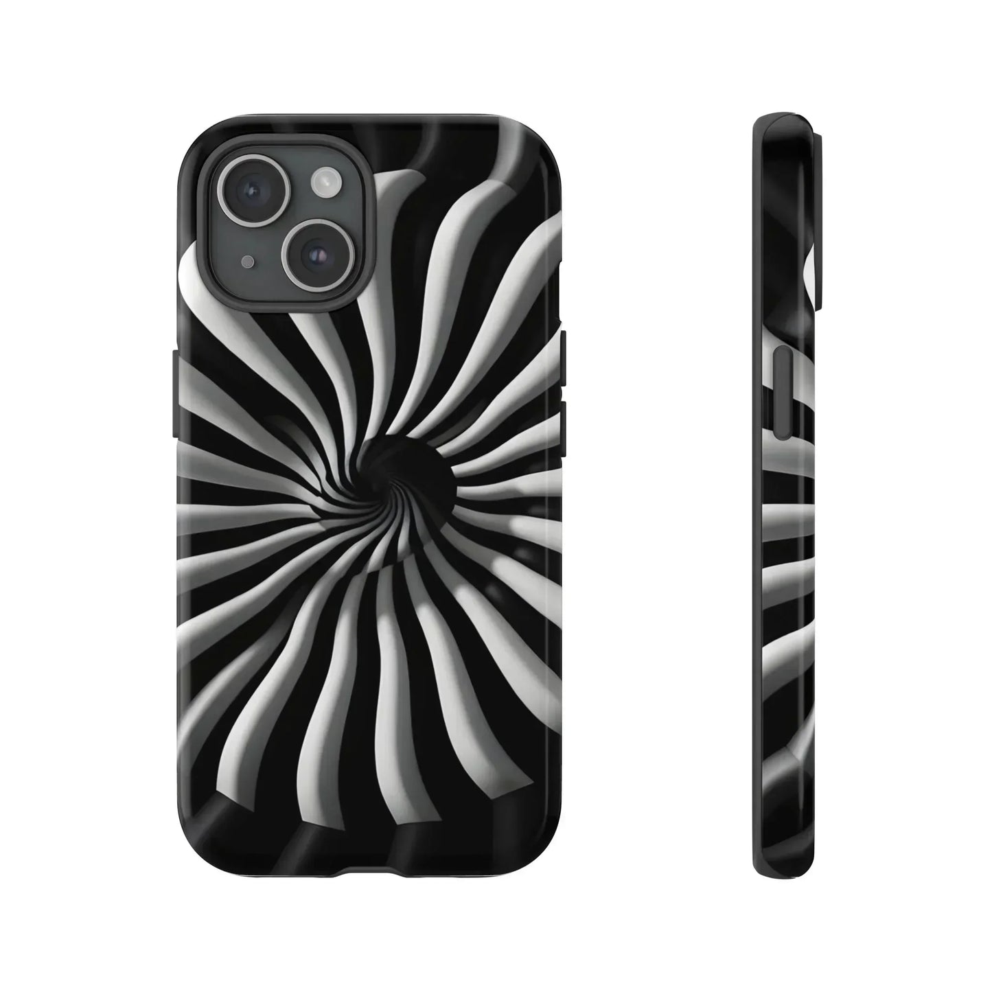 Hypnotic Black and White Spiral Phone Case for iPhone & Galaxy - KarArmDesign