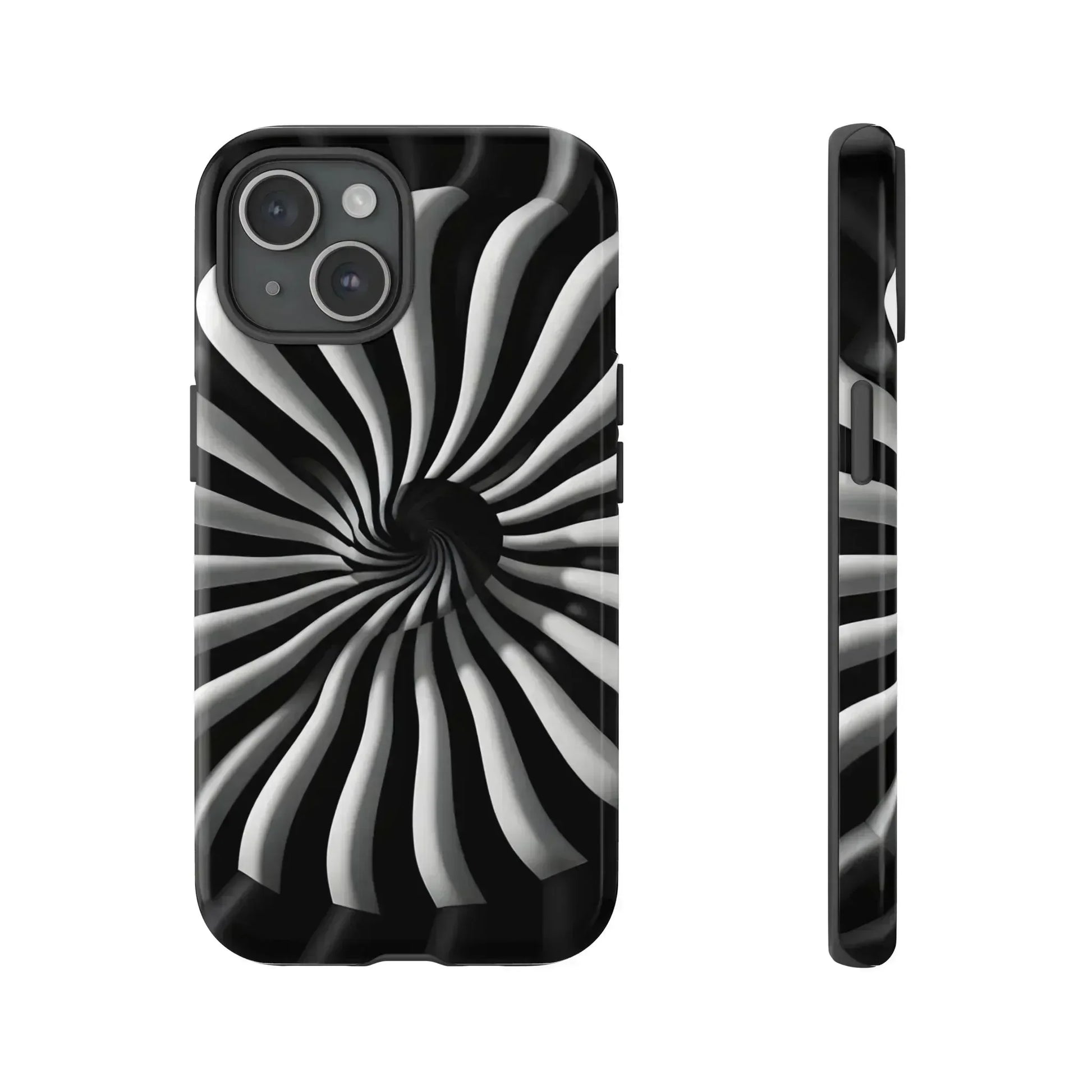 Hypnotic Black and White Spiral Phone Case for iPhone & Galaxy - KARARMDESIGN