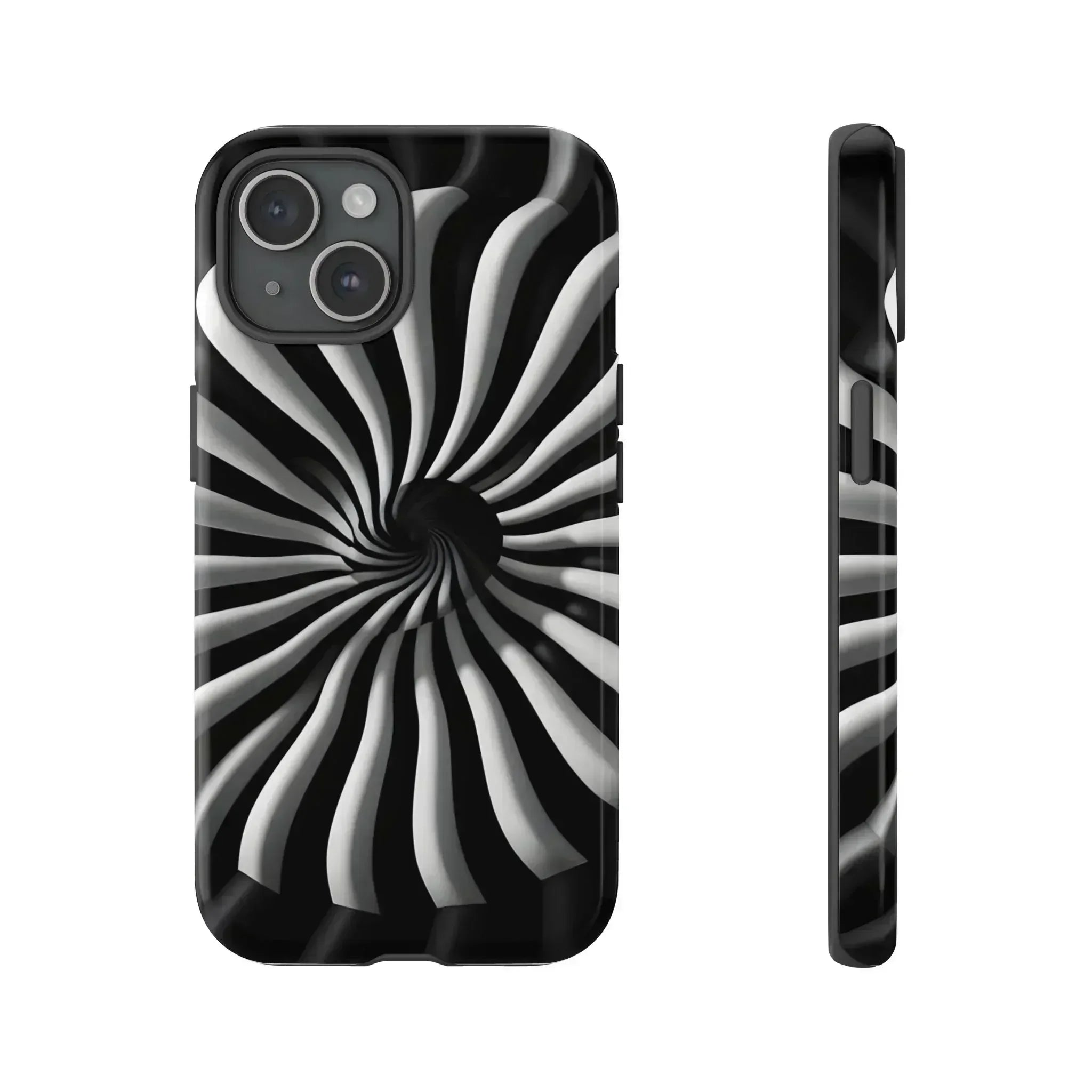 Hypnotic Black and White Spiral Phone Case for iPhone & Galaxy - KARARMDESIGN