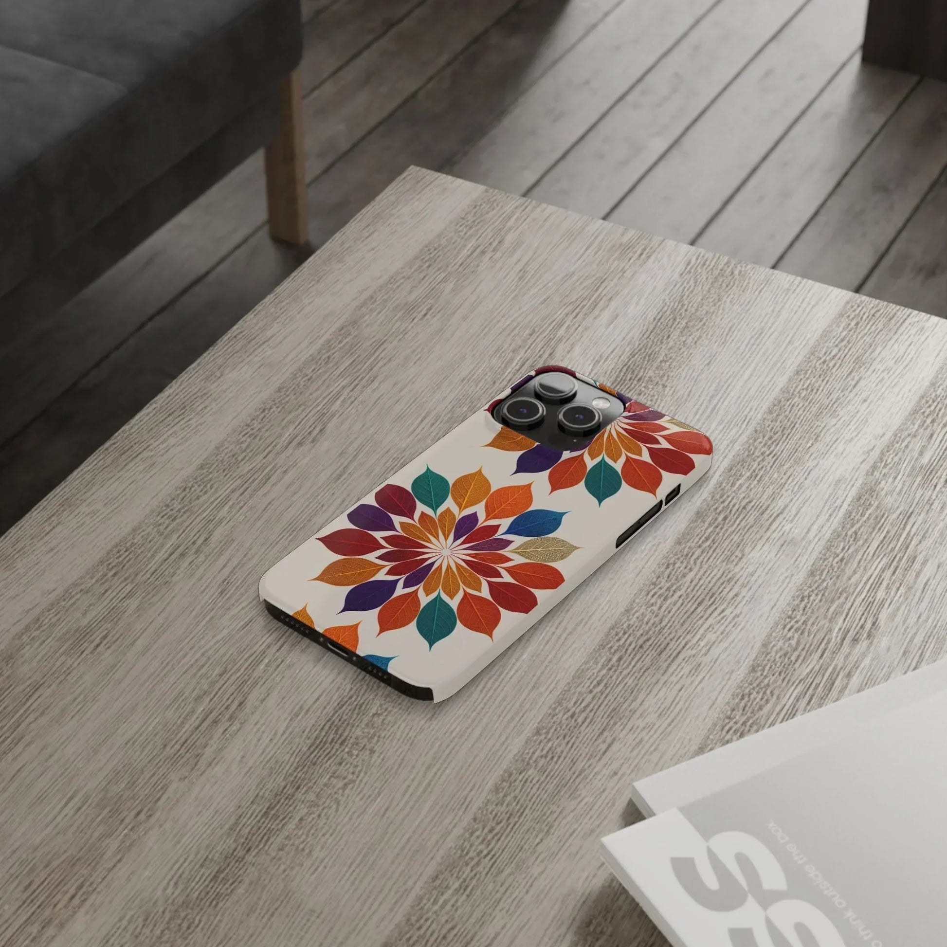 Leaf Mandala Botanical Burst Design Slim Phone Case for iPhone 7-16 Models - KarArmDesign