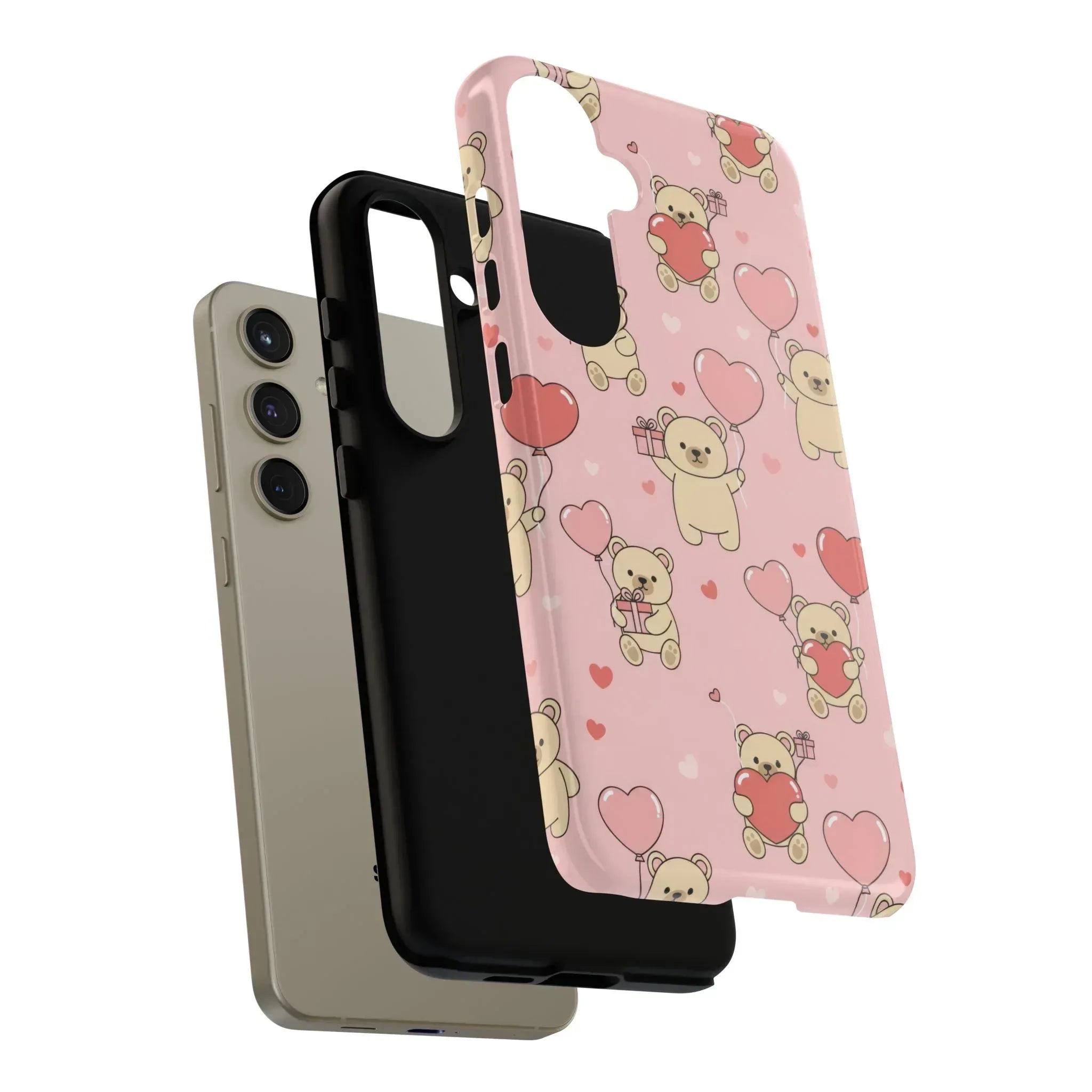Teddy's Valentine Parade Phone Case for iPhone 11-17 and Galaxy S21-S25 - KARARMDESIGN