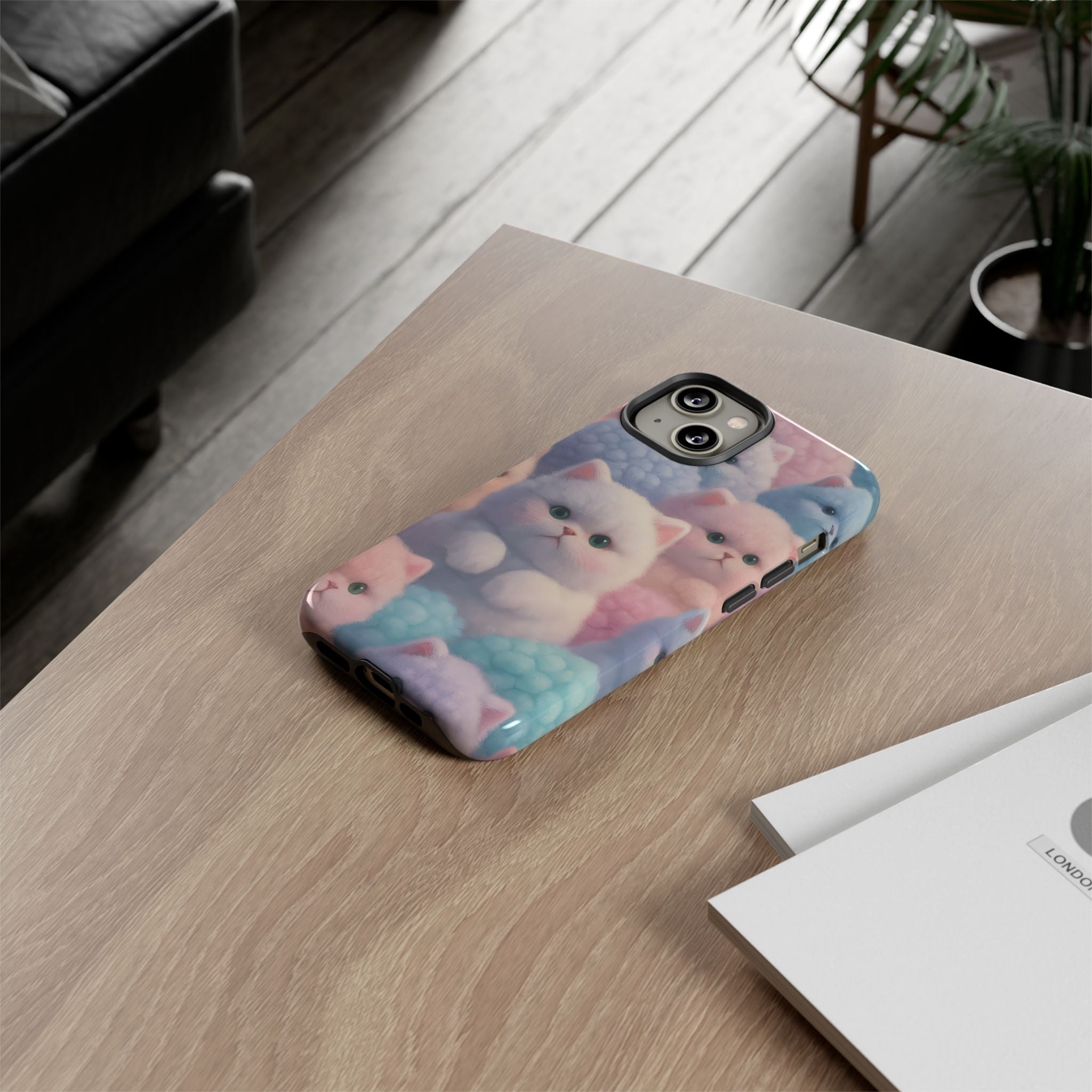 Pastel Kitten Phone Case for iPhone 8-17 and Samsung Galaxy S10-S25 Models - KARARMDESIGN