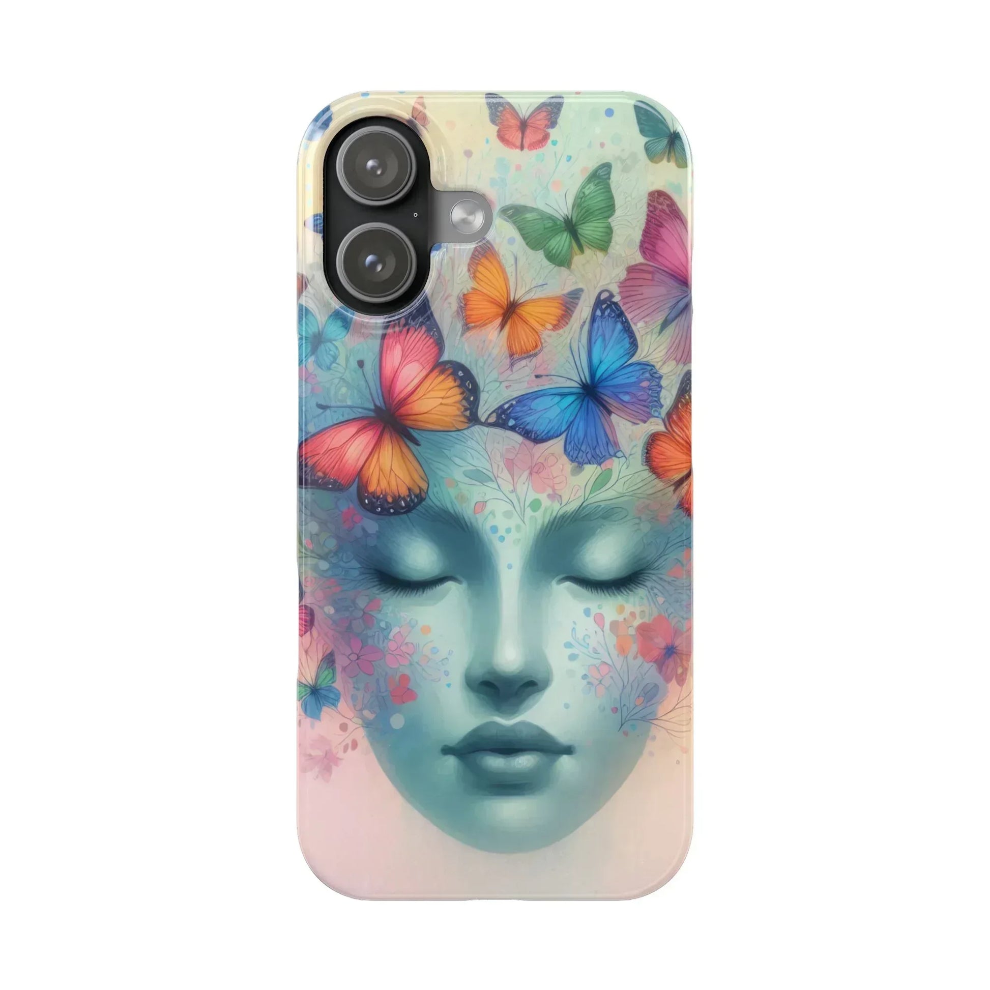Butterfly Bloom Dreamy Woman Phone Case for iPhone - KARARMDESIGN