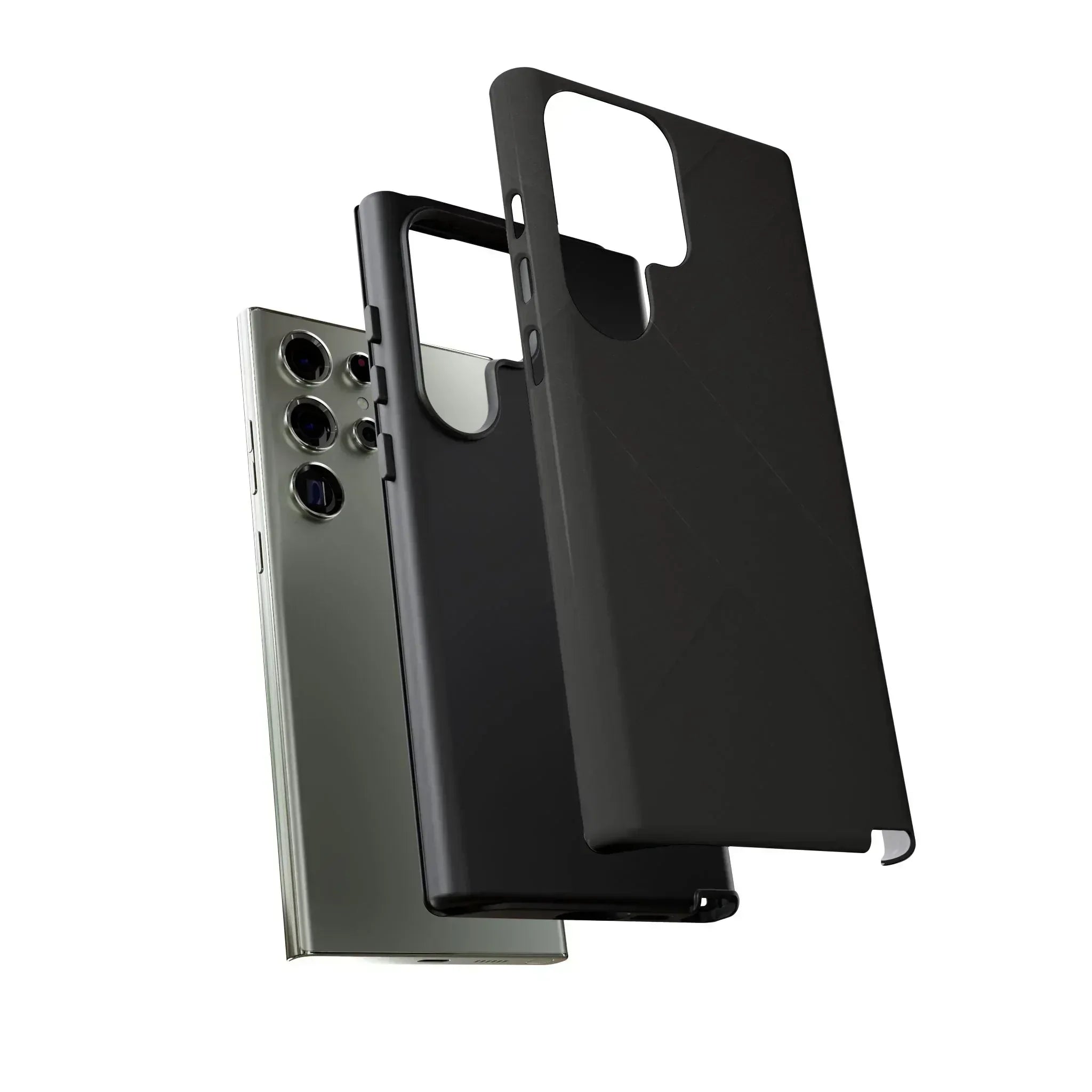 Matte Black Diagonal Line Phone Case for iPhone 8-16 and Galaxy S10-S25 - KARARMDESIGN