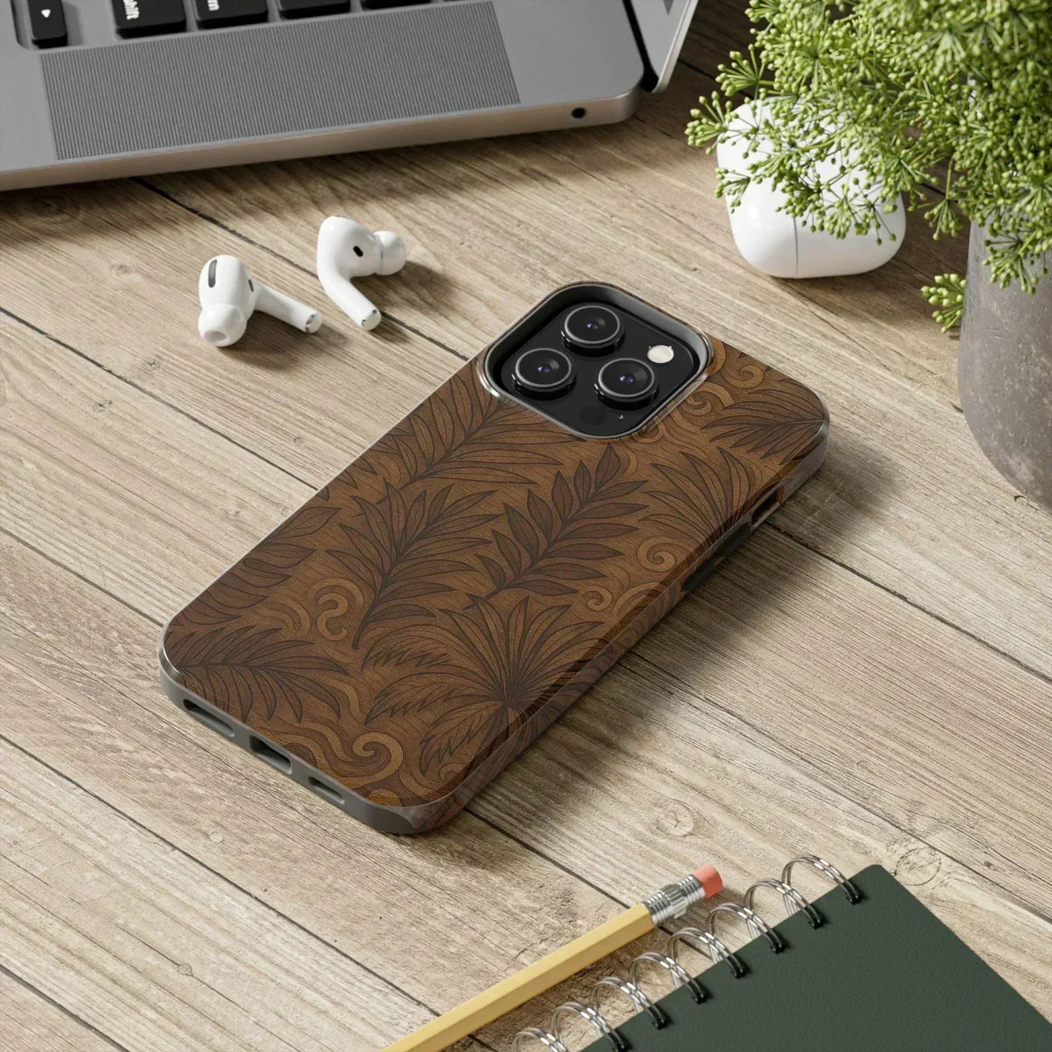 Wood Leaf Armor Phone Case for iPhone and Galaxy - KARARMDESIGN