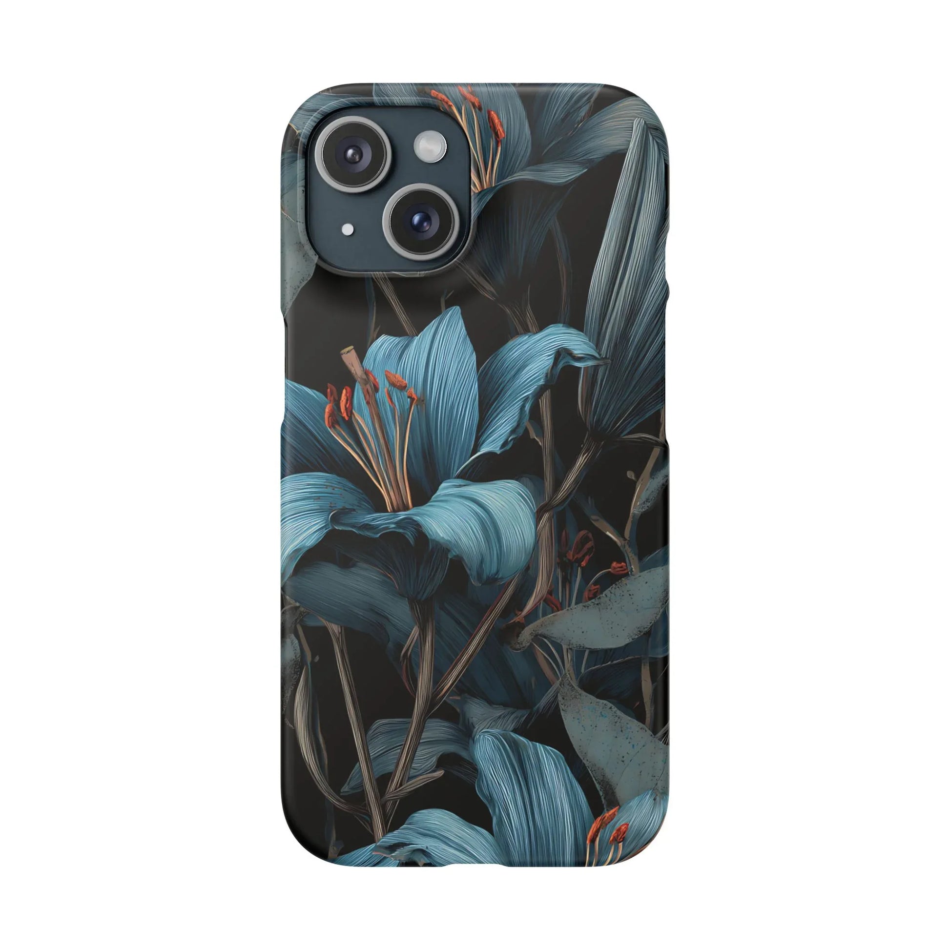 Blue Lily Floral Phone Case for iPhone 11-17 and Galaxy S20-S25 - KARARMDESIGN