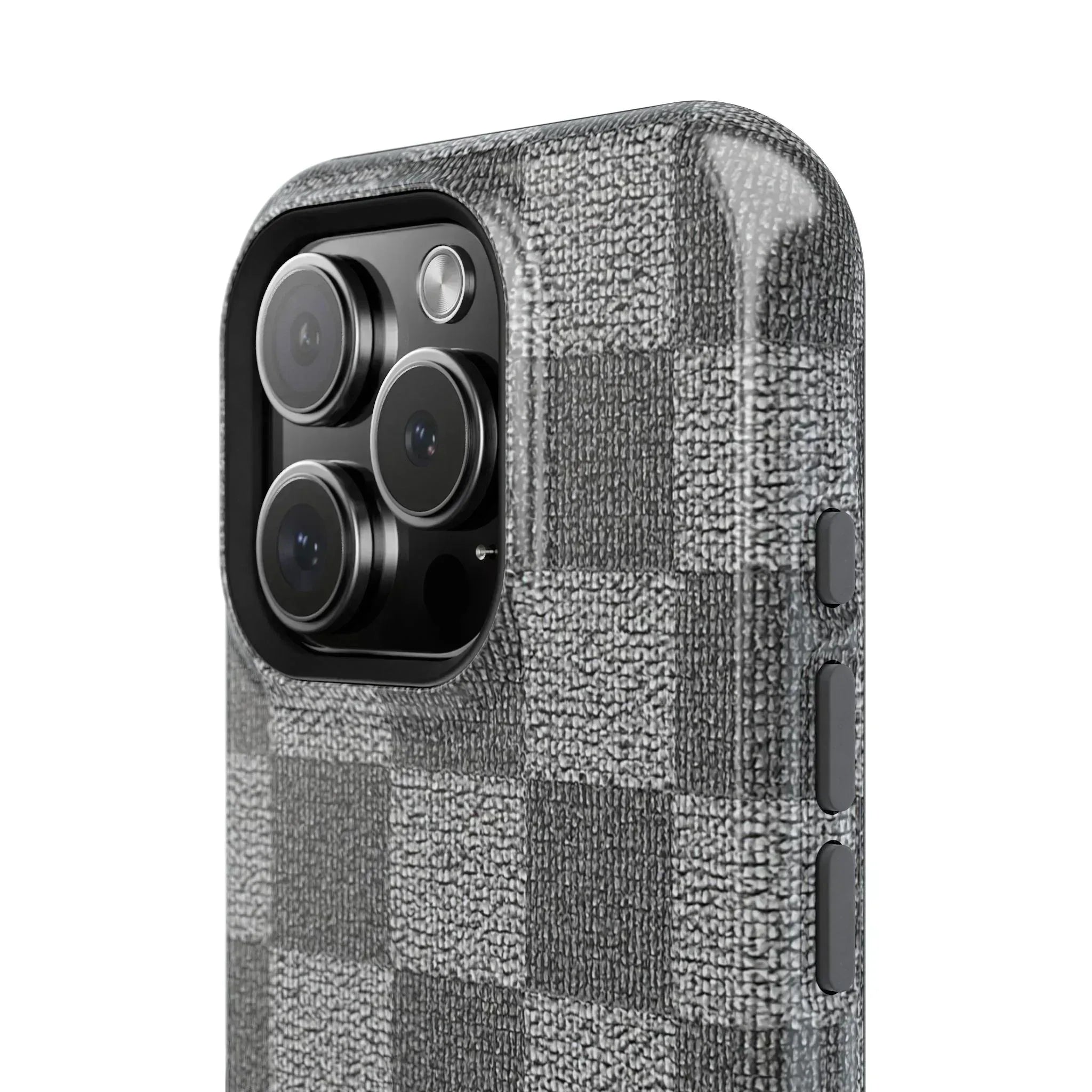 Gray Checkered Phone Case for iPhone 12-16 and Galaxy S21-S22 - KARARMDESIGN