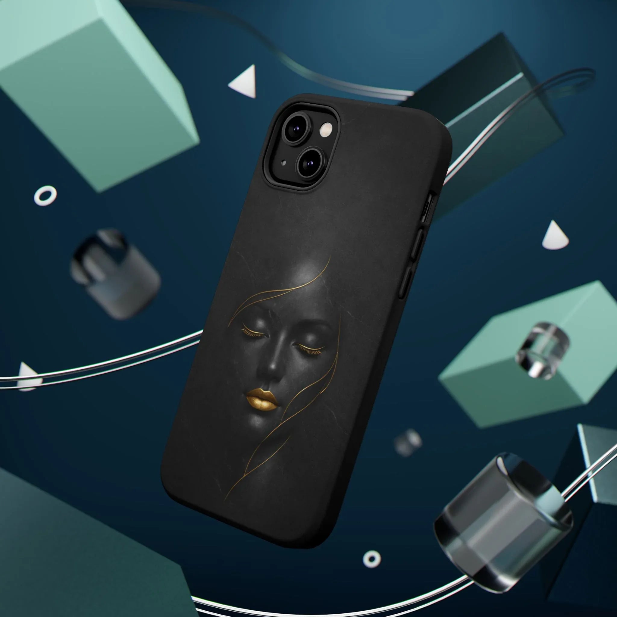 Black Gold Face Phone Case for iPhone 13-17 - KARARMDESIGN