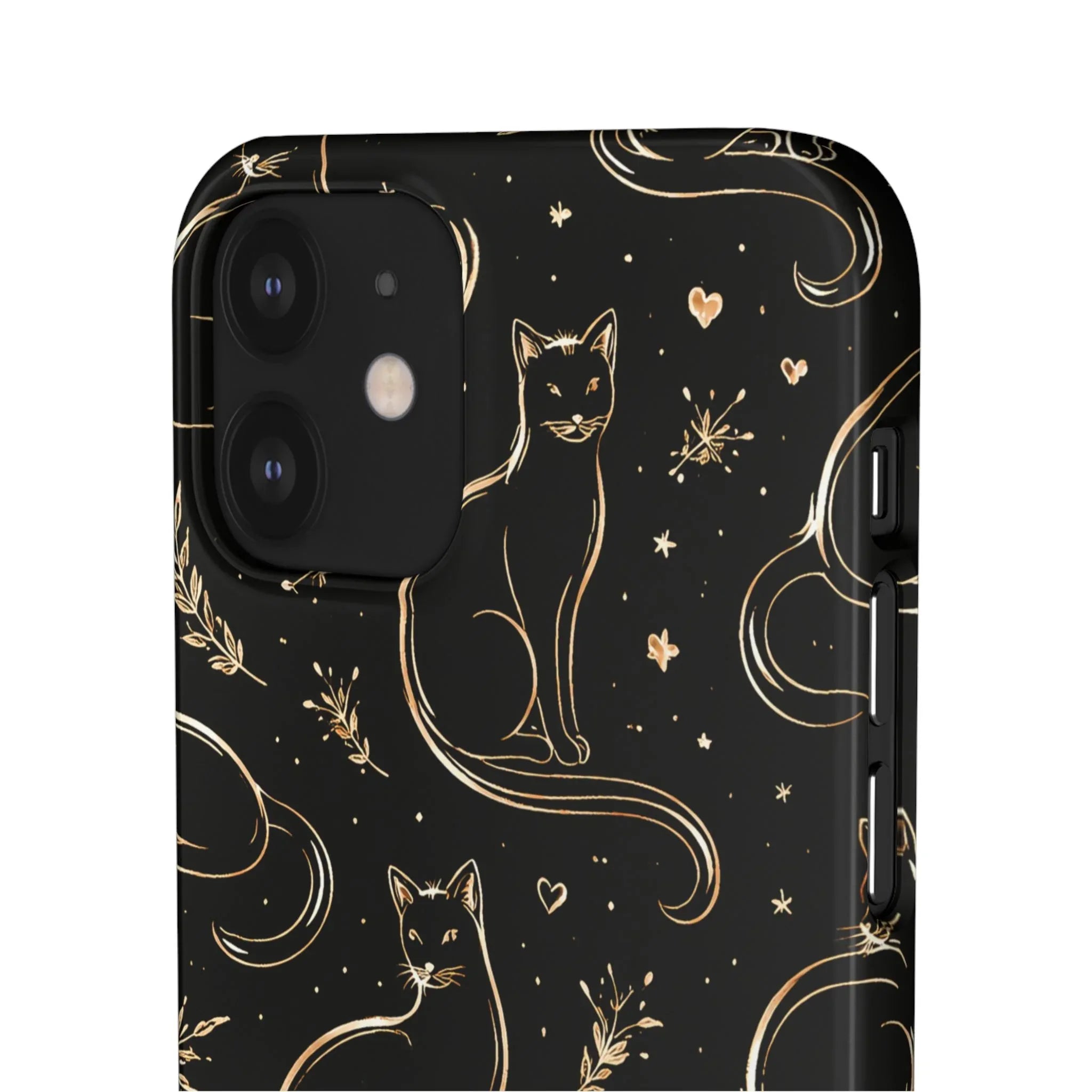 Golden Cat Pattern Phone Case for iPhone 11–17 & Galaxy S21–S25 - KARARMDESIGN