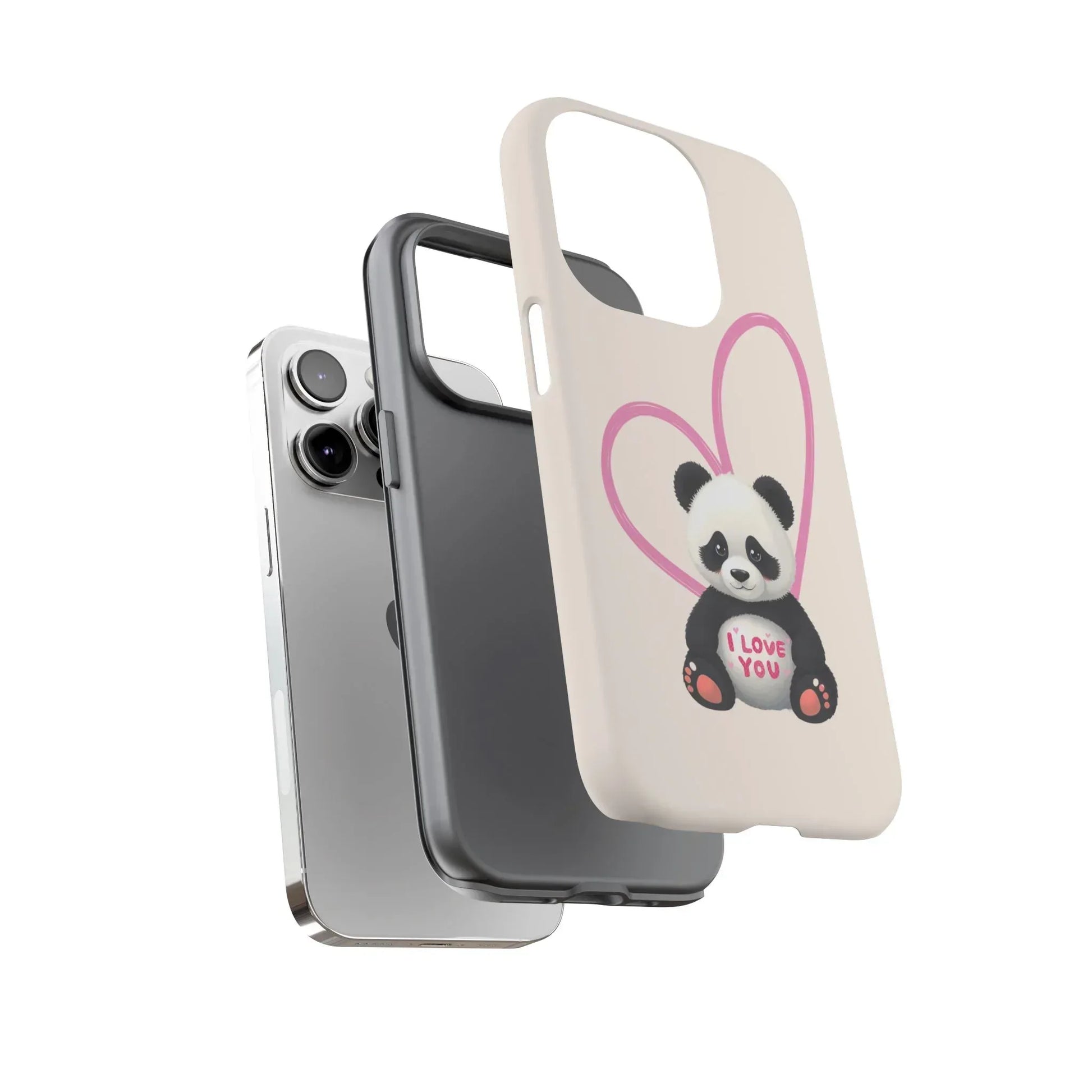 Cute Panda Heart Love Phone Case for iPhone 8-16 - KARARMDESIGN