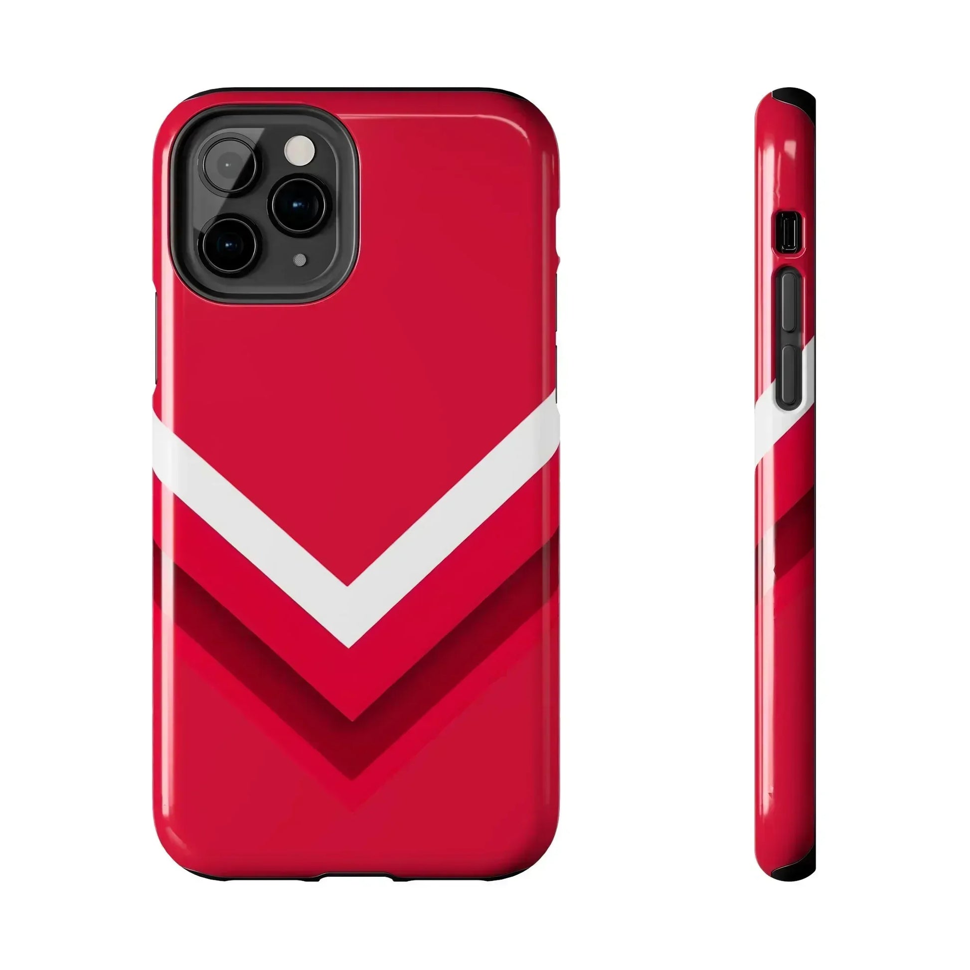 Red Chevron Armor Phone Case for iPhone 11–16 & Galaxy S21–S24 - KARARMDESIGN