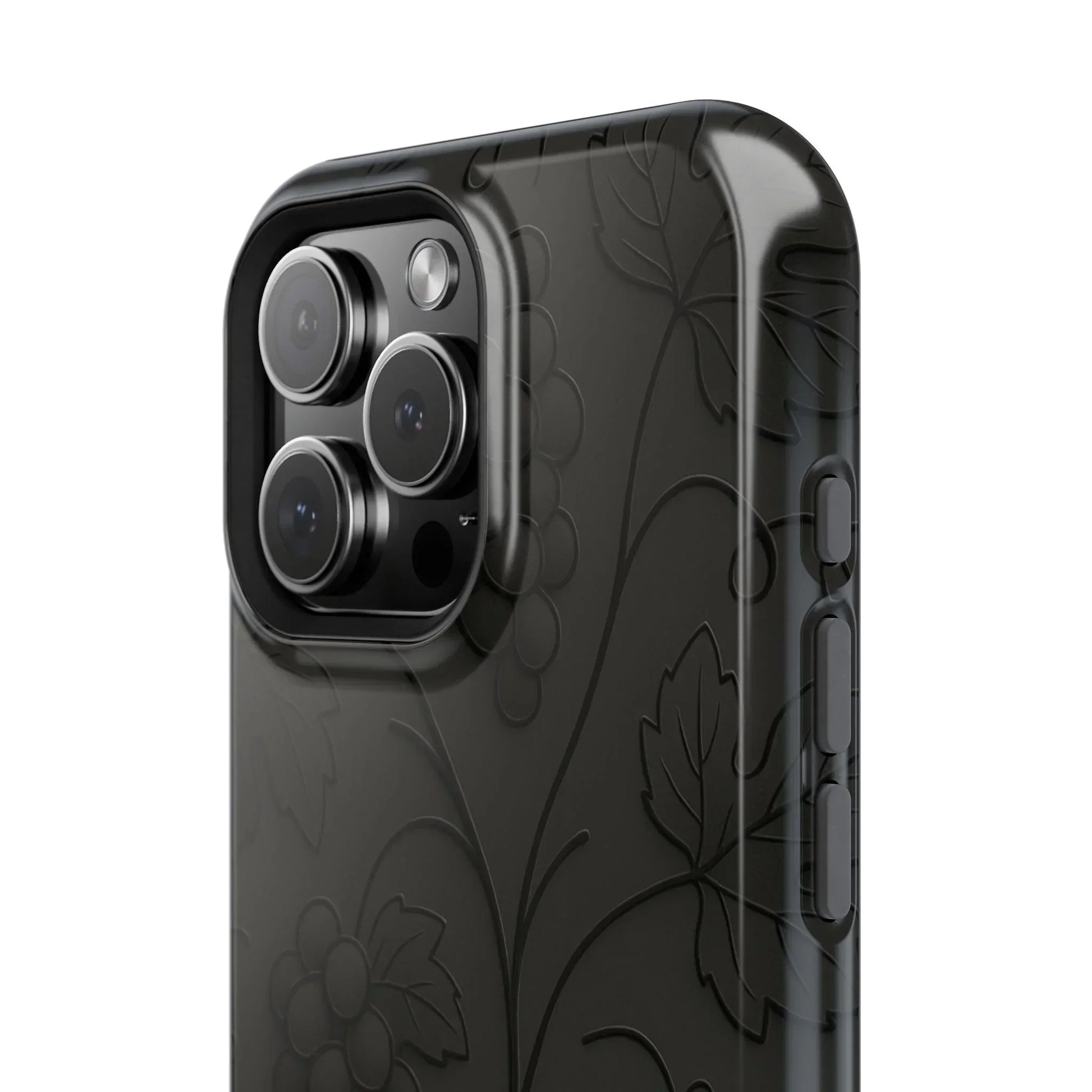 Elegant Embossed Grape Leaf Black Phone Case for iPhone and Galaxy - KarArmDesign