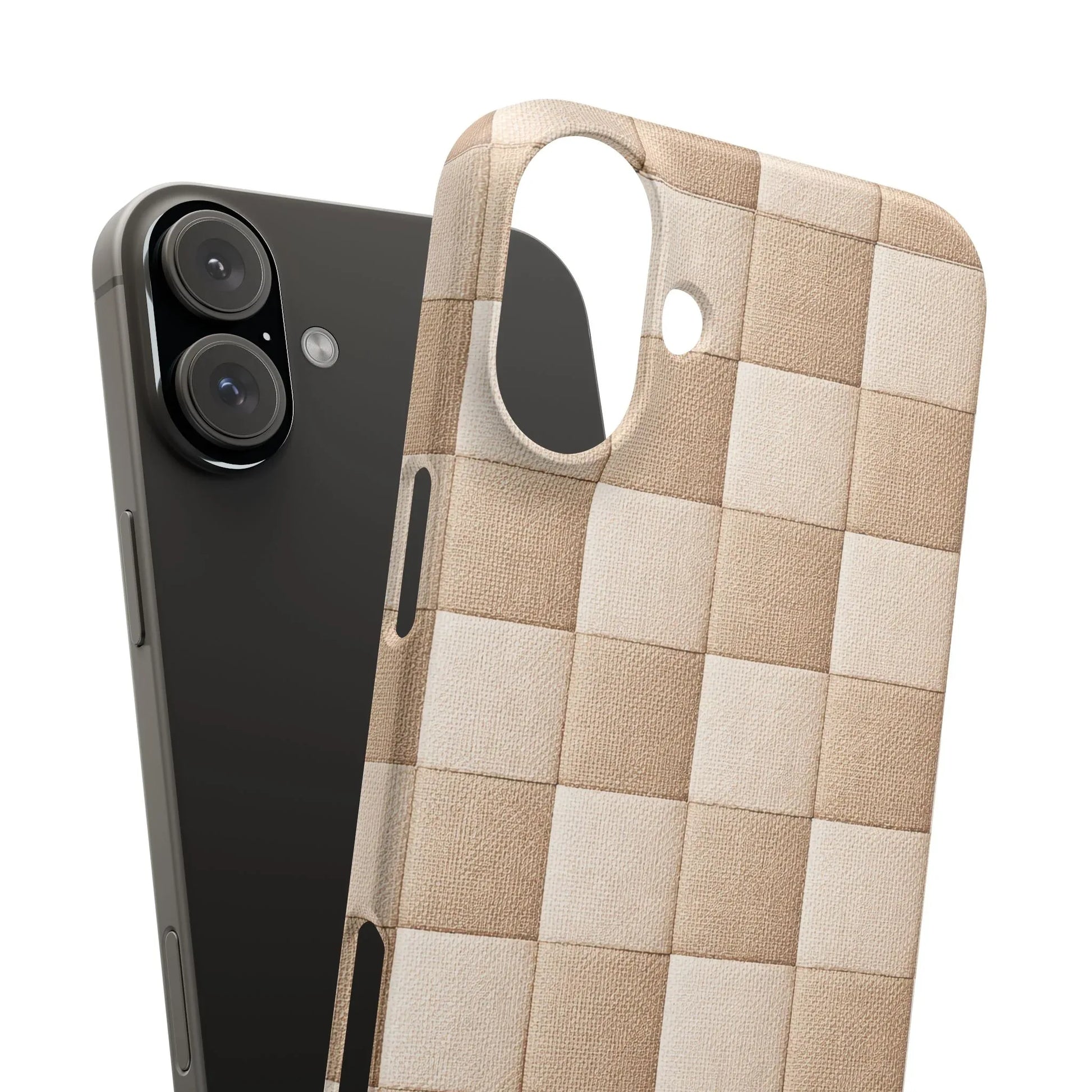 Beige Woven Phone Case for iPhone 11-17 and Galaxy S20-S25 - KARARMDESIGN