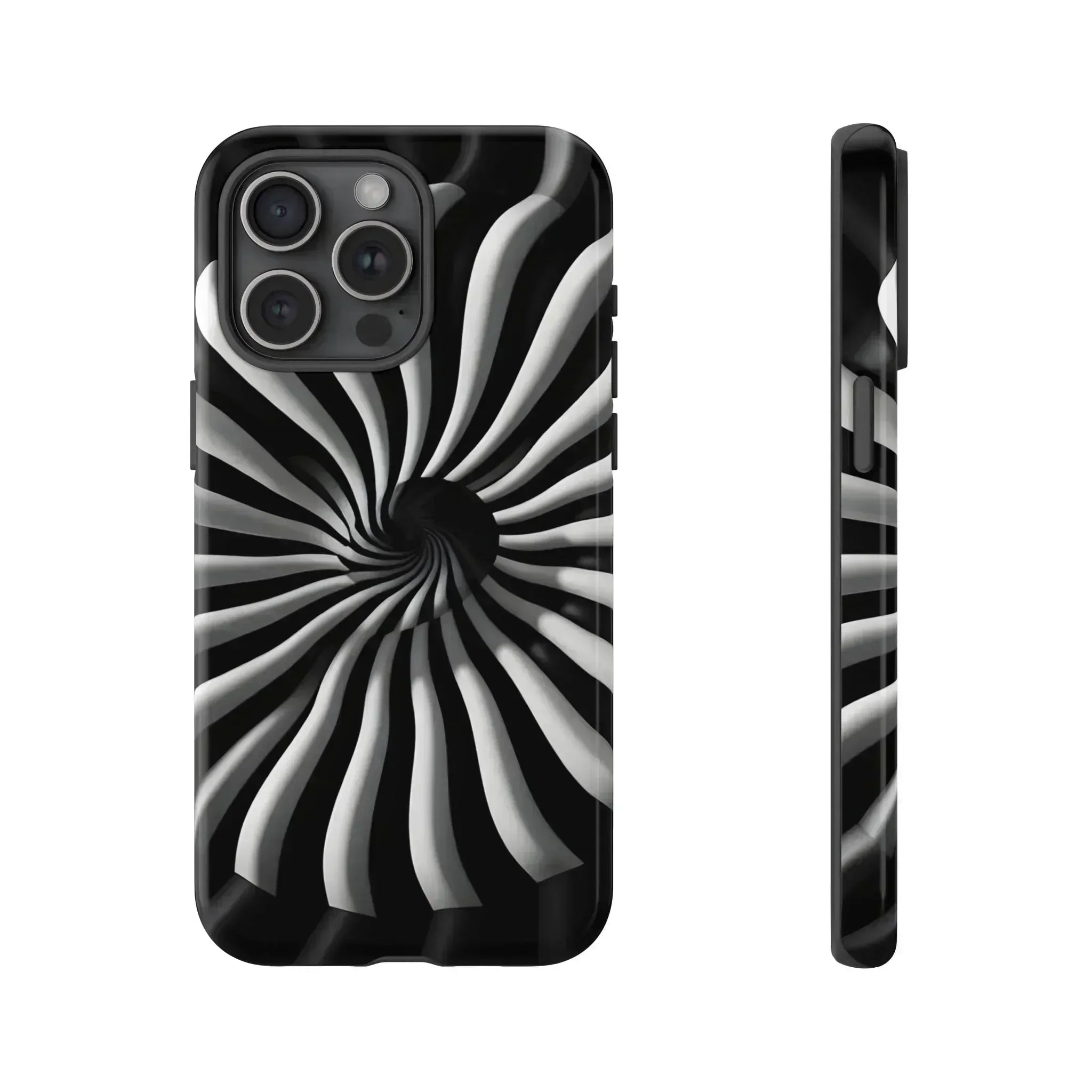 Hypnotic Black and White Spiral Phone Case for iPhone & Galaxy - KARARMDESIGN