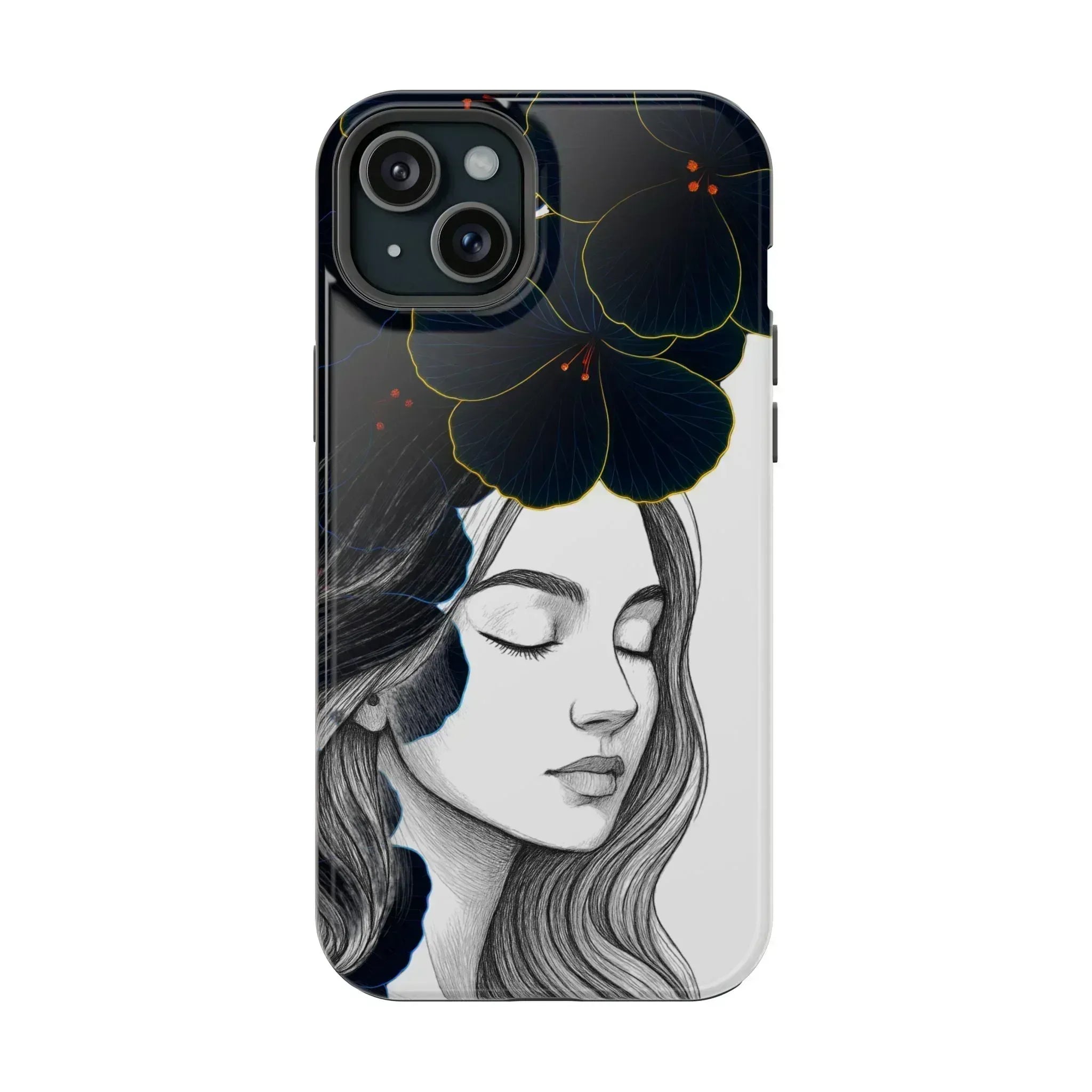 Dark Floral Elegance Phone Case for iPhone 13-16 - KARARMDESIGN