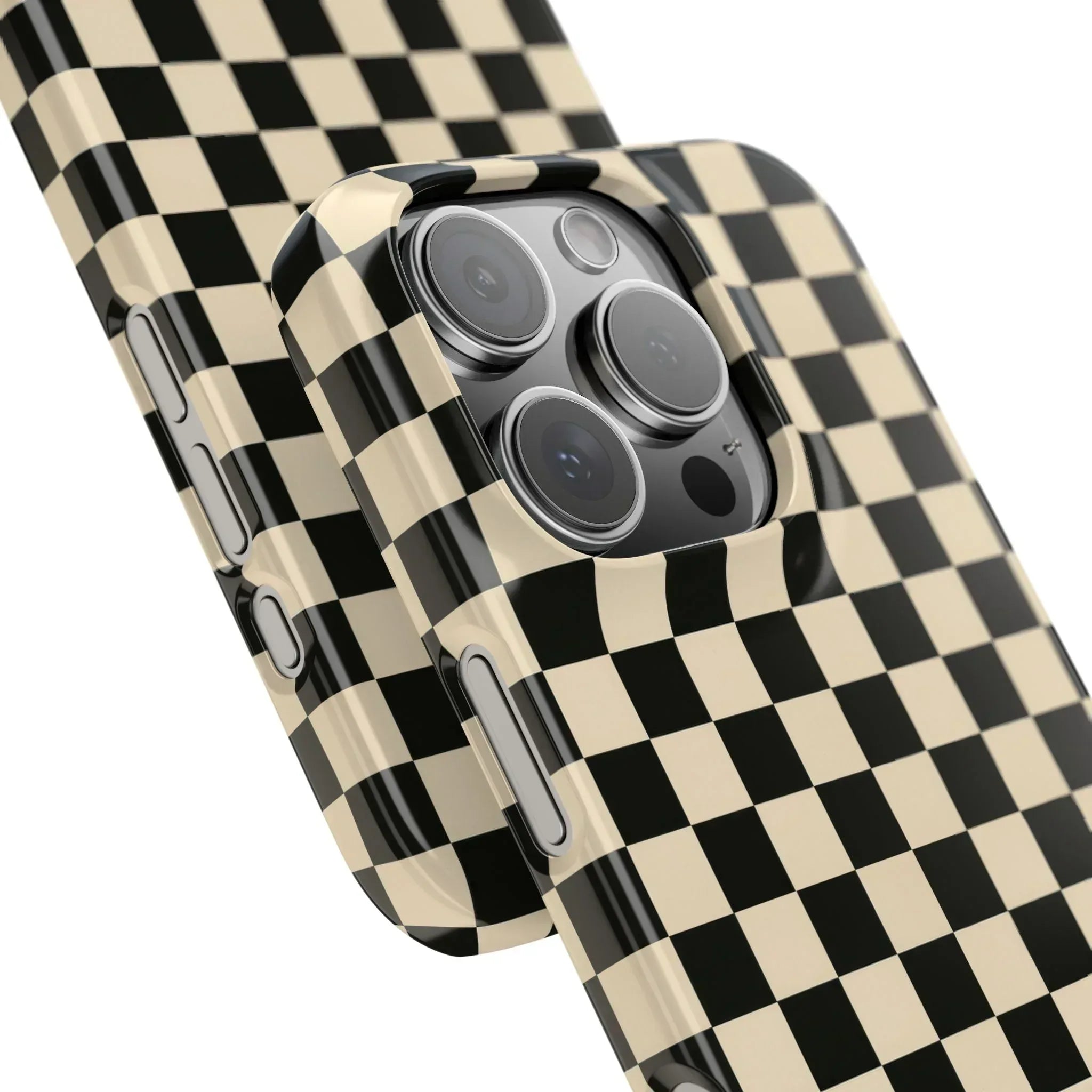 Stylish Matte Checker Phone Case for iPhone 11-17 and Galaxy S20-S25 - KARARMDESIGN