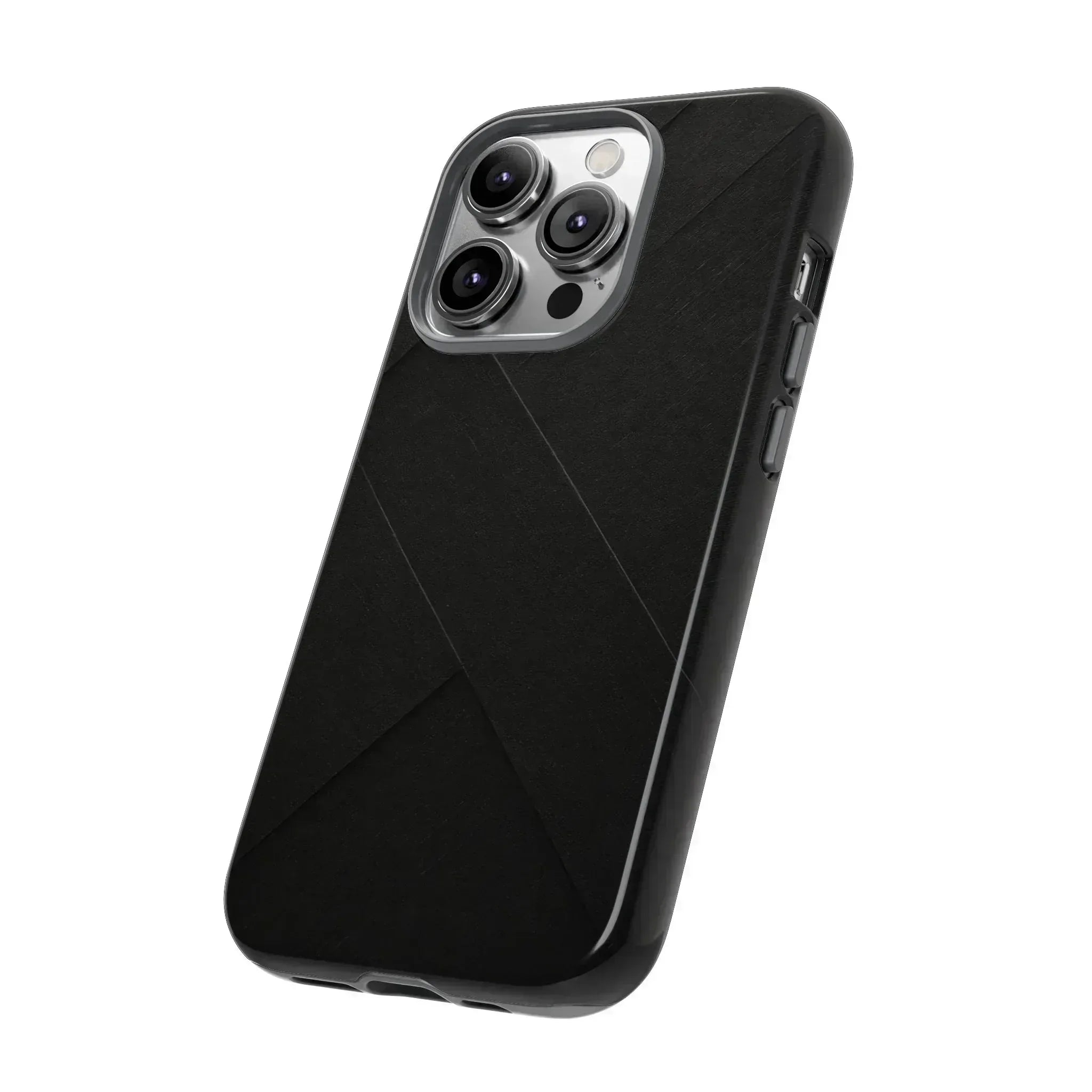 Matte Black Diagonal Line Phone Case for iPhone 8-16 and Galaxy S10-S25 - KARARMDESIGN