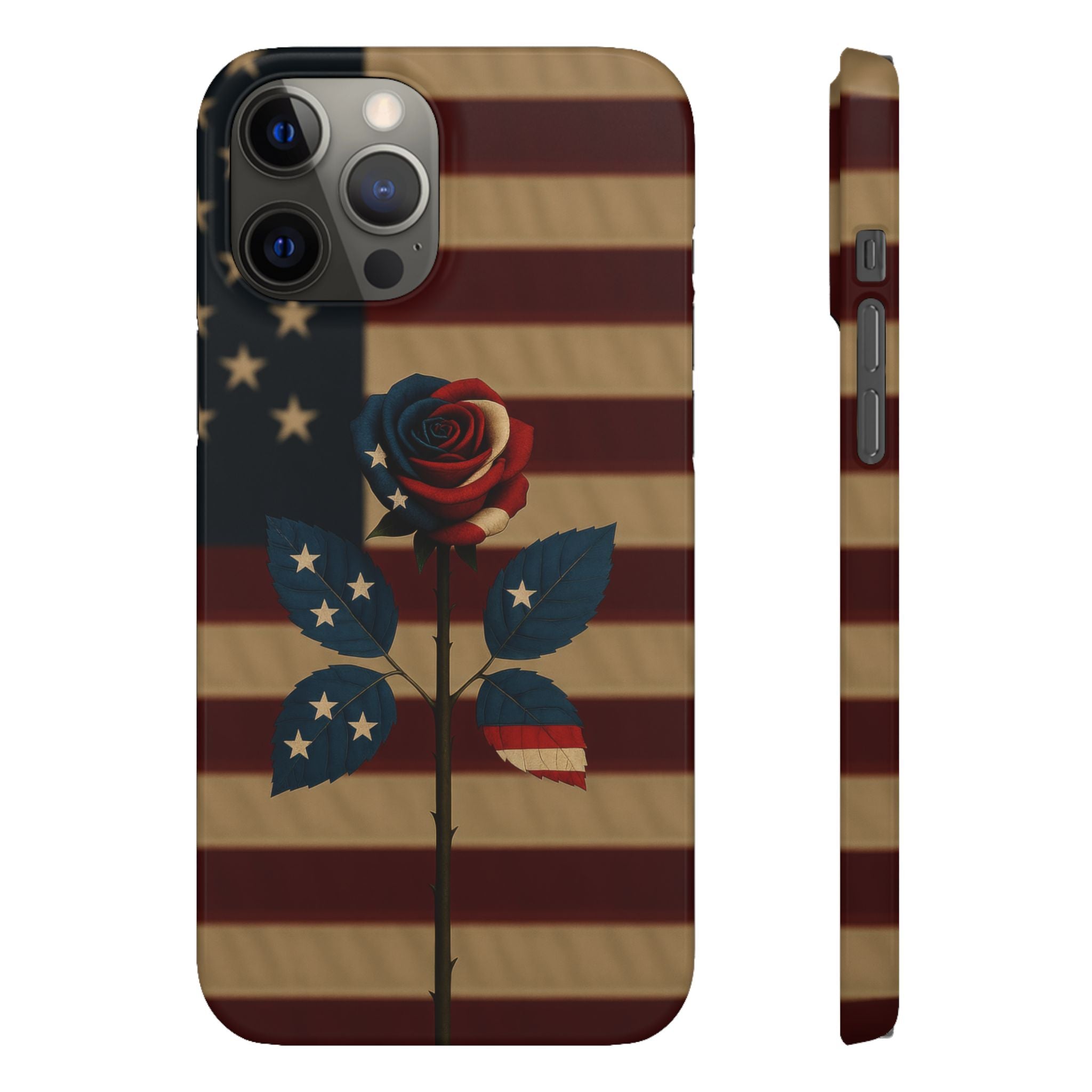 American Rose Flag Phone Case for iPhone 8-17 and Galaxy S20-S26