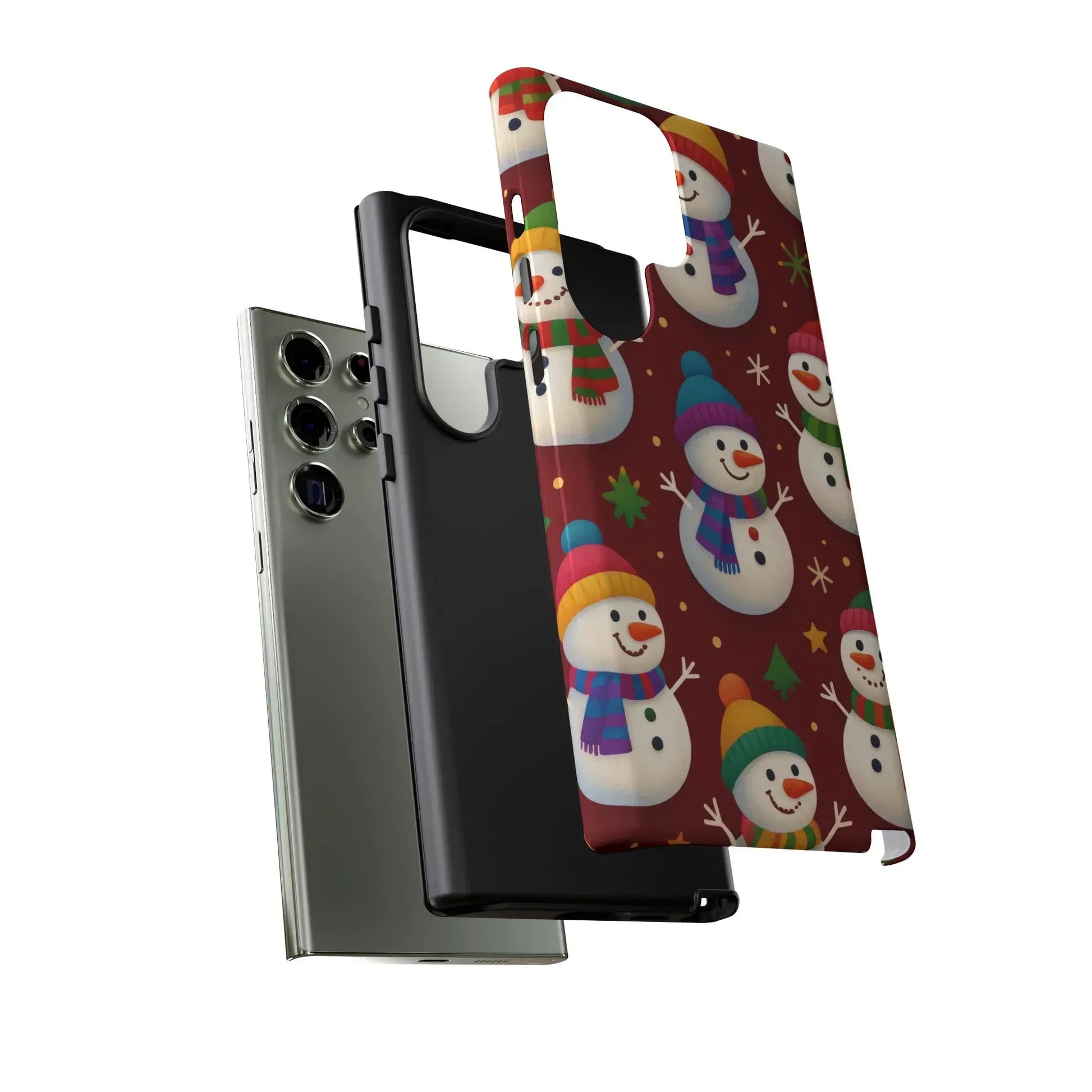Festive Snowmen Parade Phone Case for iPhone 11–17 and Galaxy S10–S25 - KARARMDESIGN