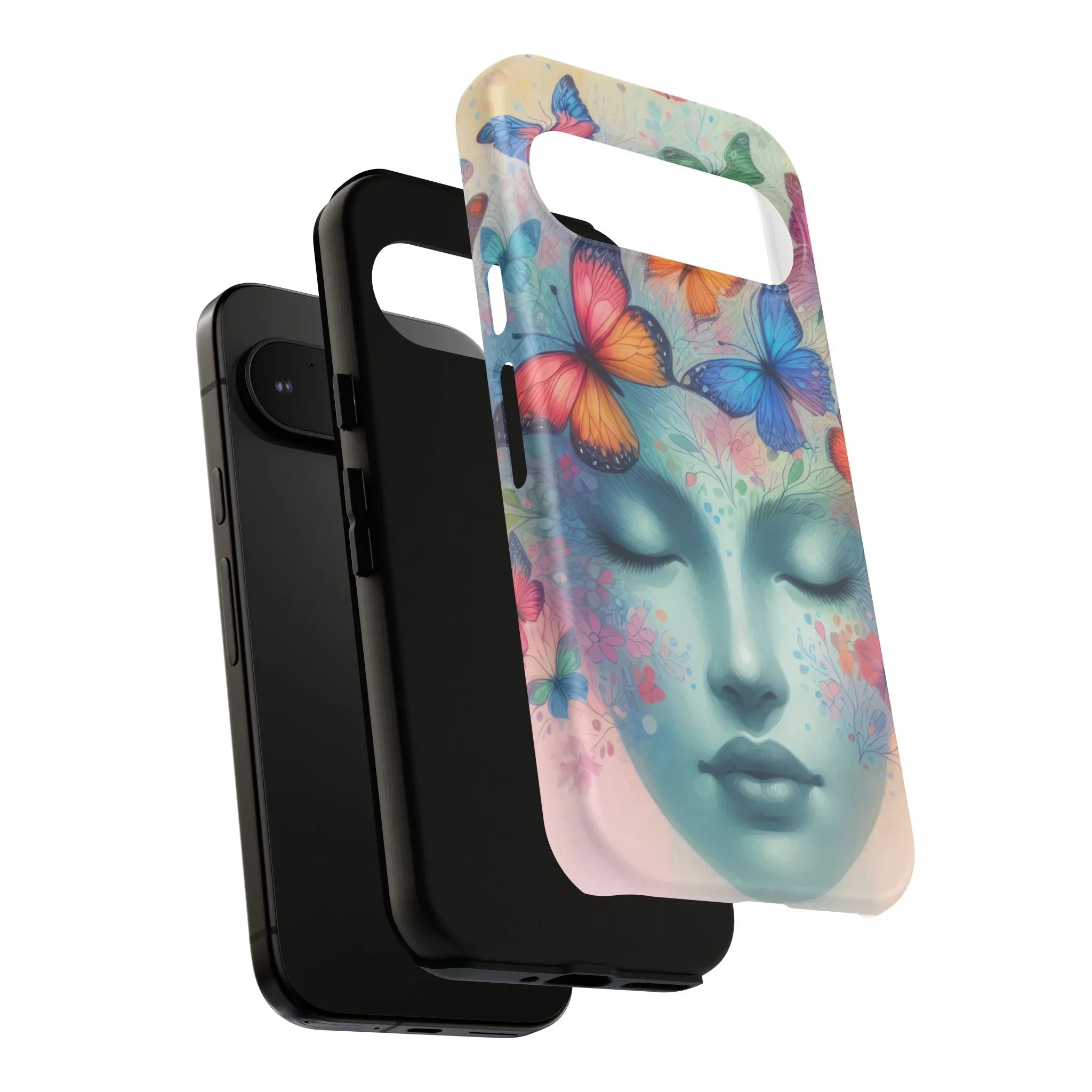 Butterfly Bloom Dreamy Woman Phone Case for Galaxy and Pixel - KARARMDESIGN